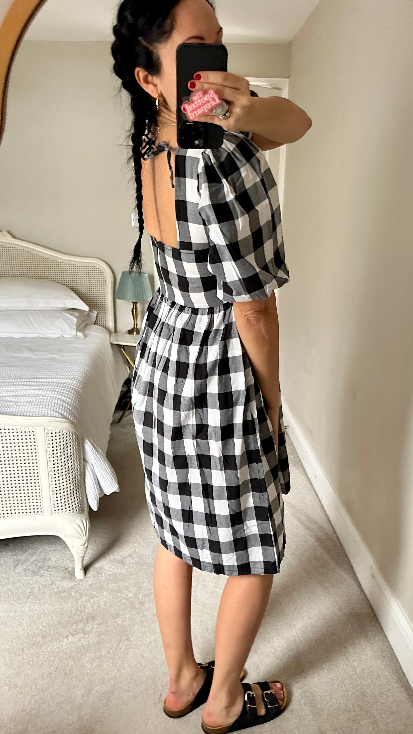 Albaray black white gingham check dress small UK 10 vgc petite