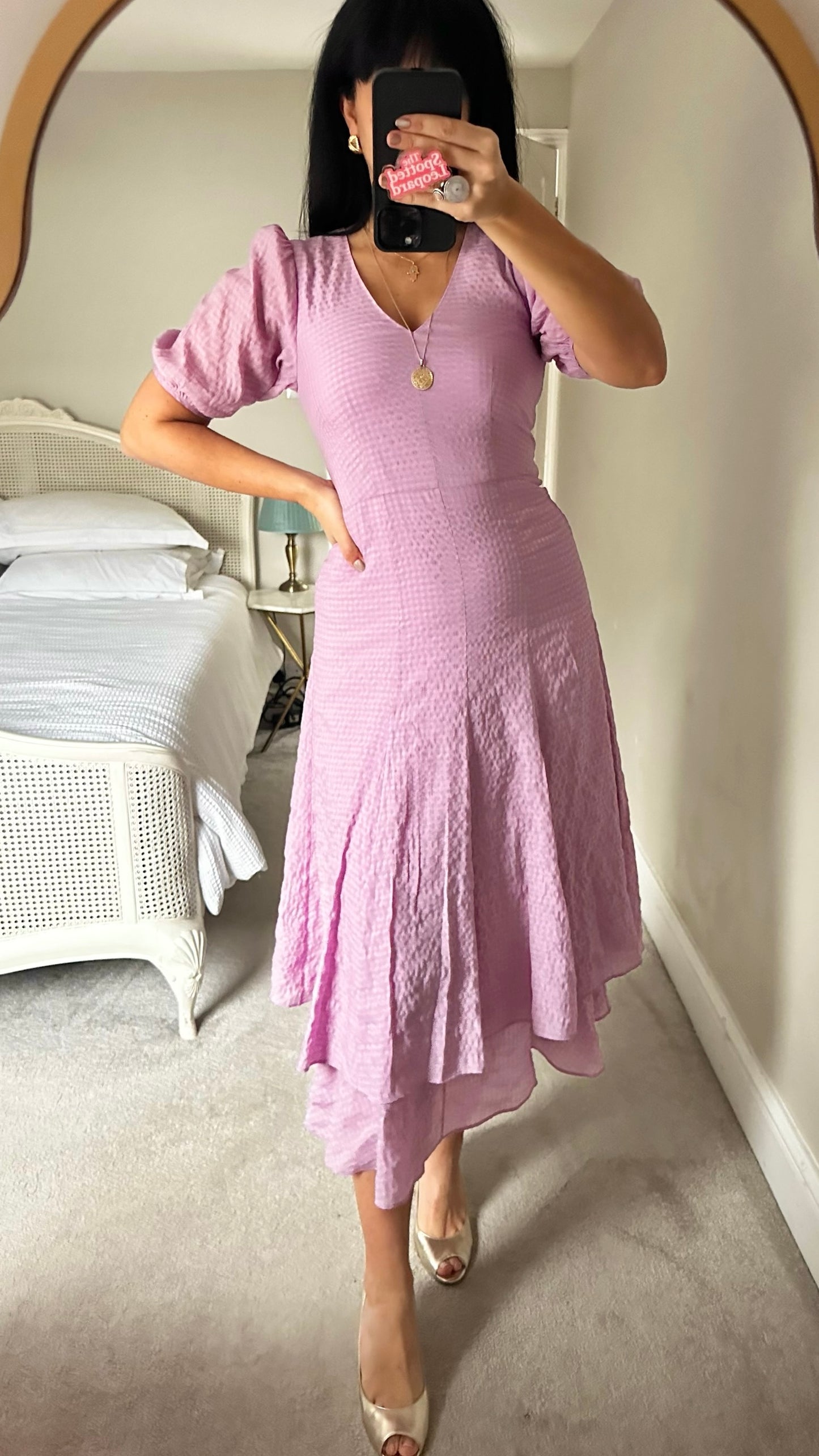 & other stories lilac gingham wedding guest dress small UK 8-10 vgc