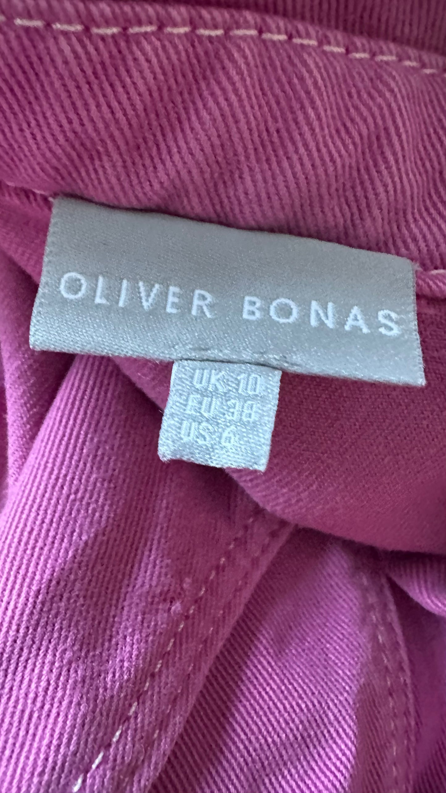 Oliver Bonas pink purple button up jumpsuit playsuit trousersuit small medium UK 10 12 14 vgc