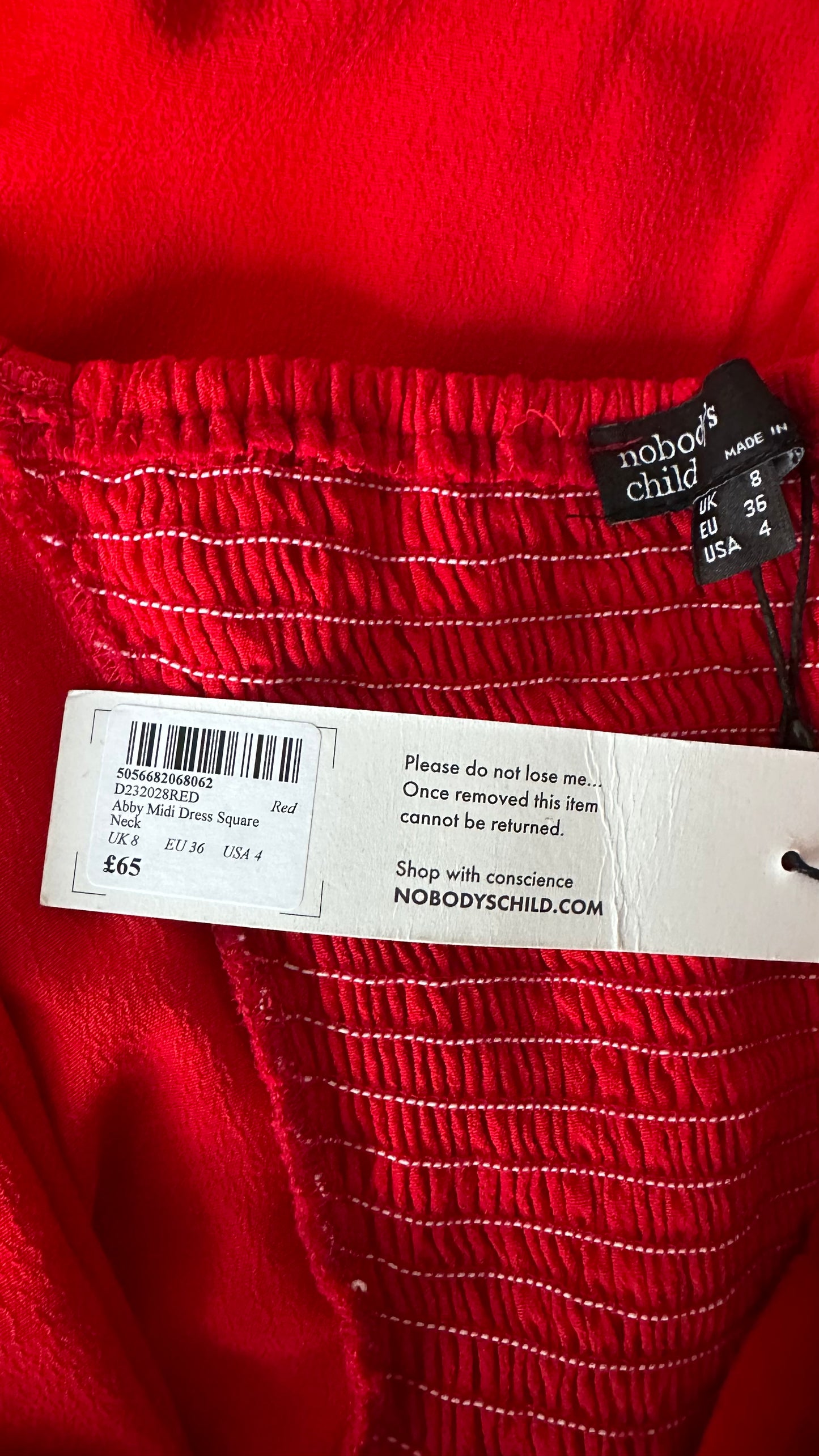 Nobody’s Child Red midi long dress small UK 8-10 new bnwt