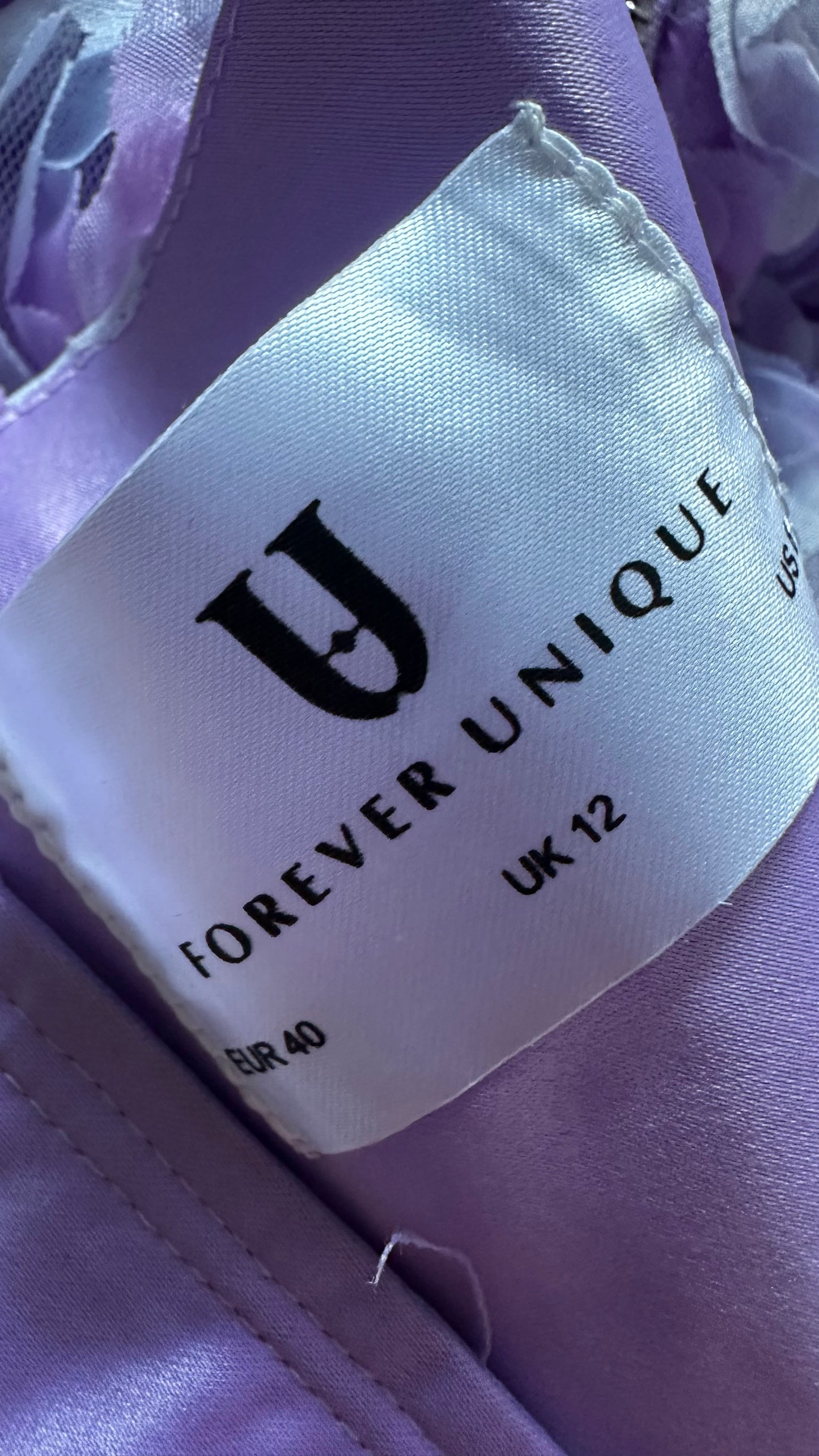 Forever Unique lilac pink roses floral statement mini dress medium UK 12 event vgc