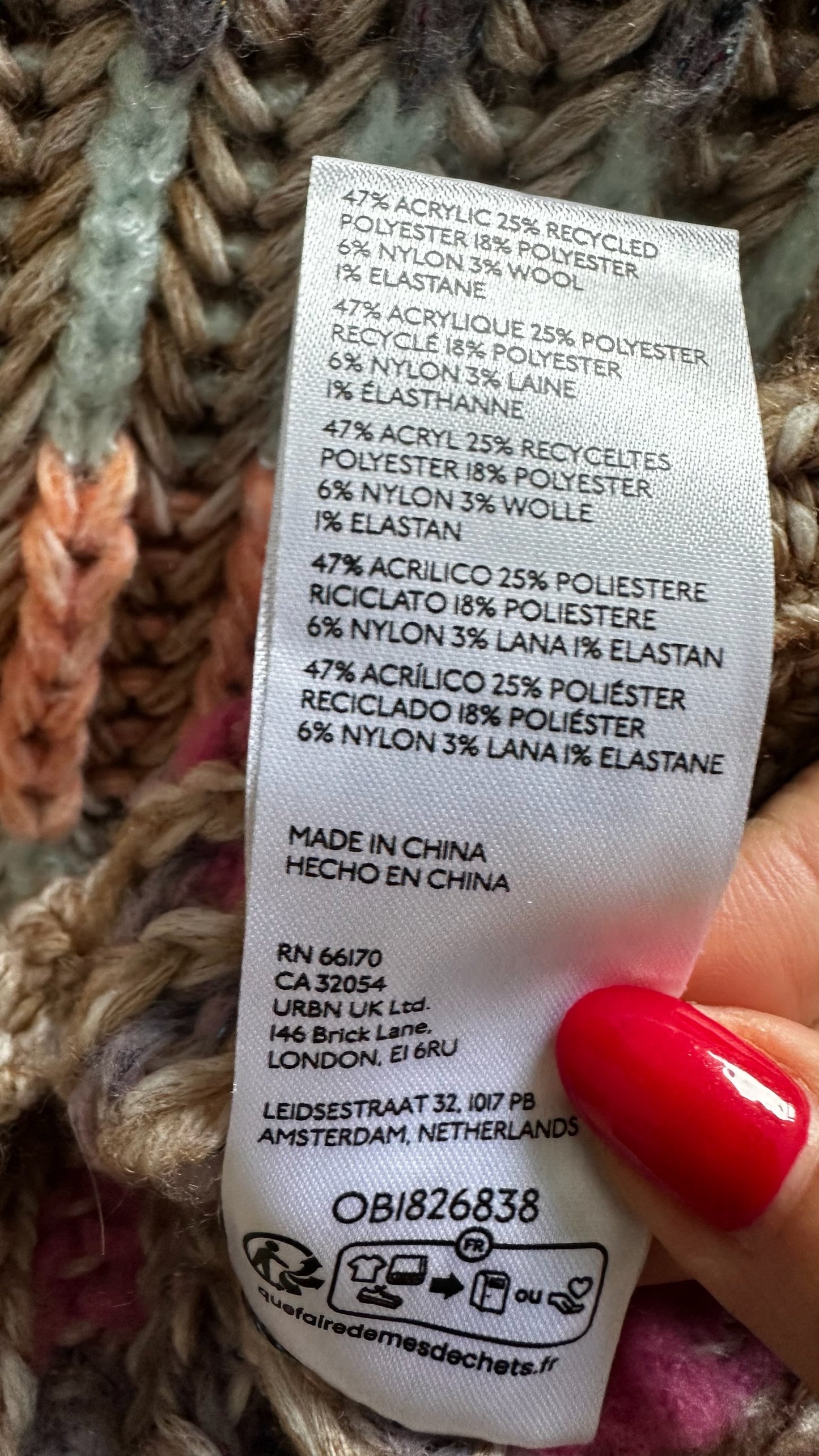 Anthropologie multi colour chunky knitted jumper small UK 8-10 vgc