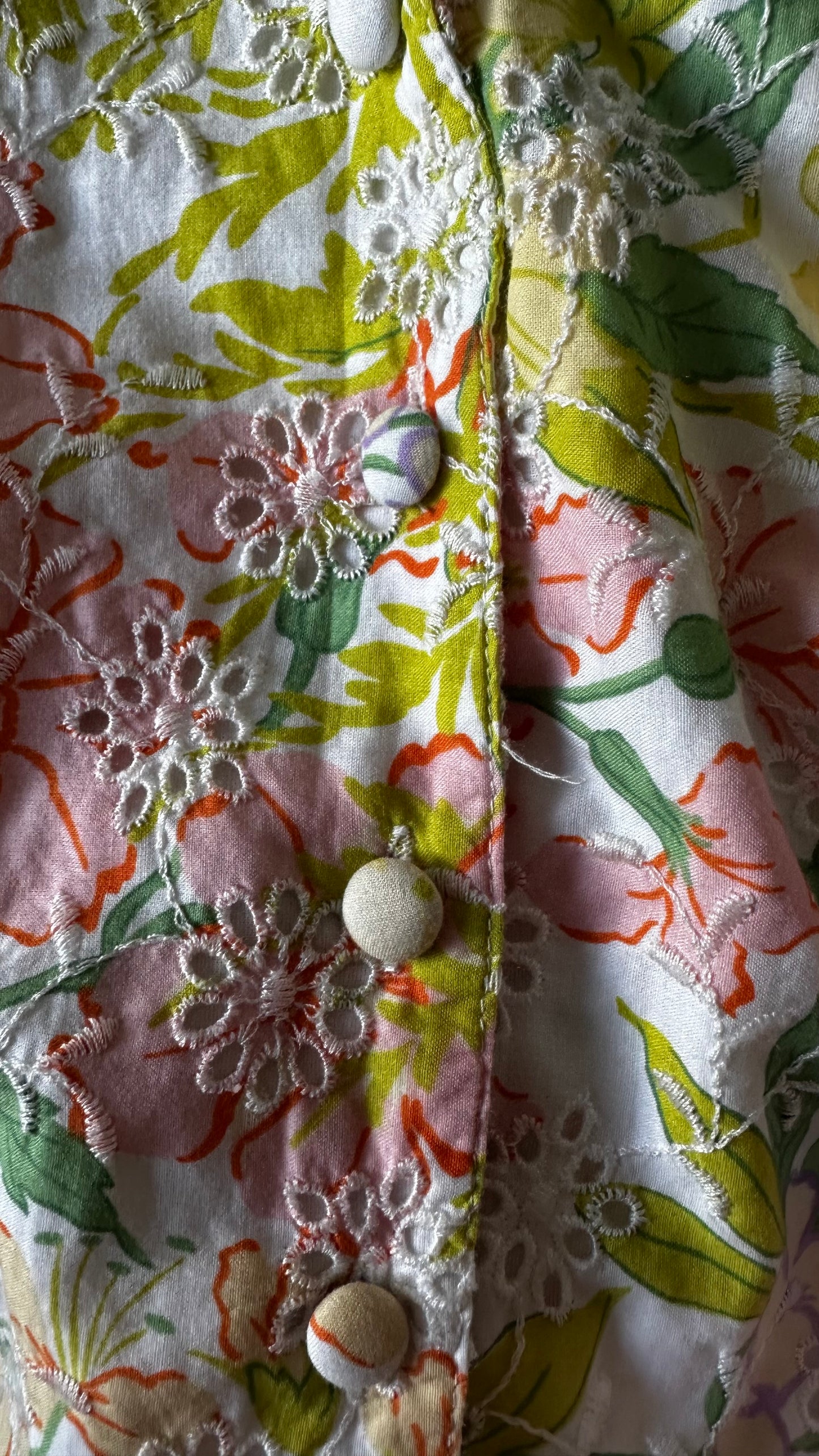 Nobody’s Child pink lilac yellow button up holiday sun dress medium UK 14 vgc