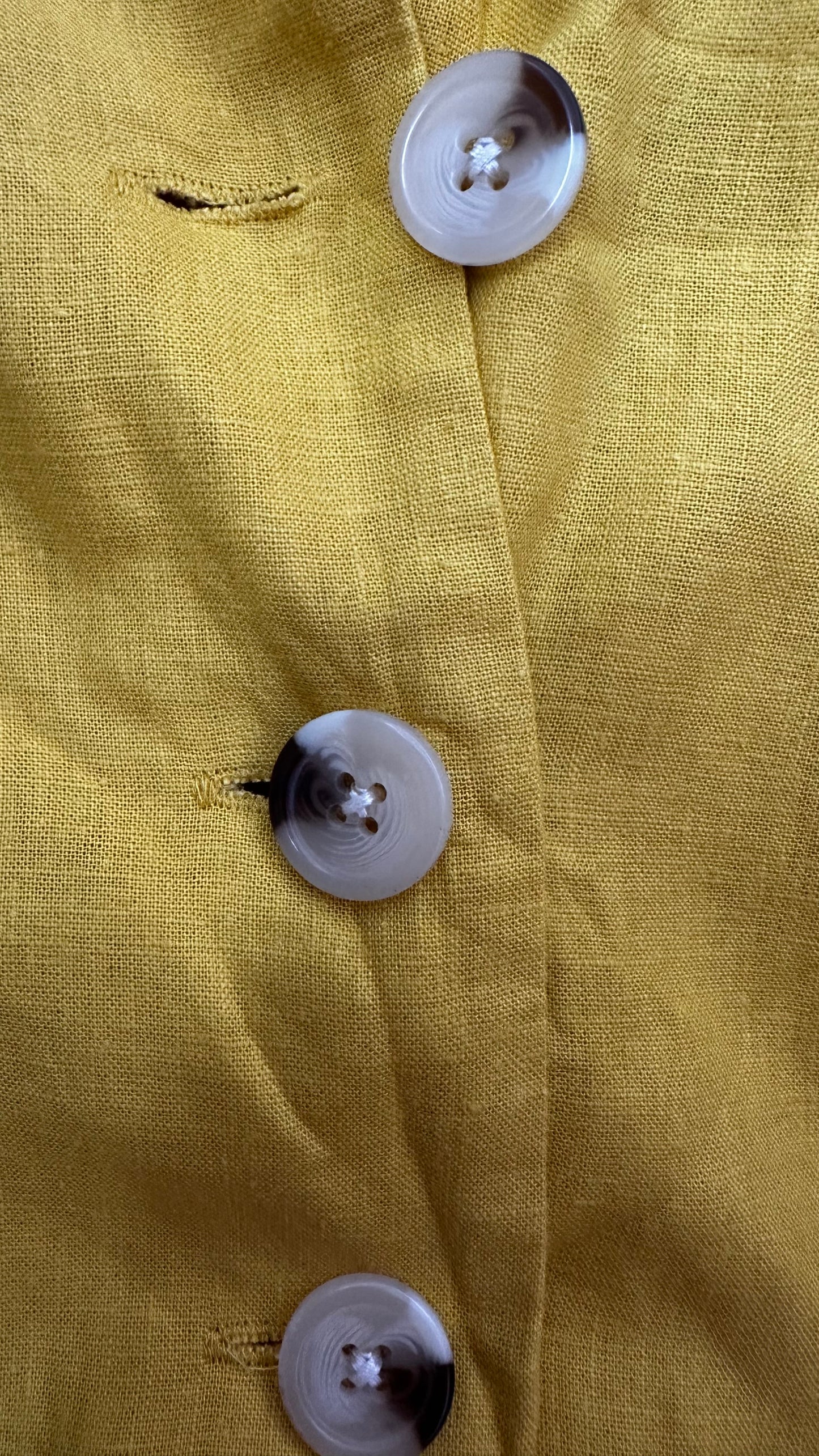 Warehouse yellow lemon button up linen blend holiday sun dress small UK 8 10 vgc