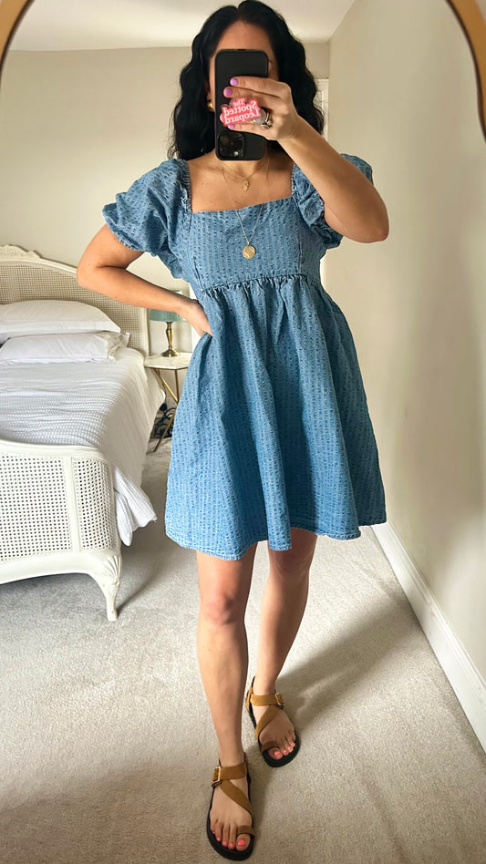 Levis blue denim jeans mini dress medium UK 12-14 vgc casual