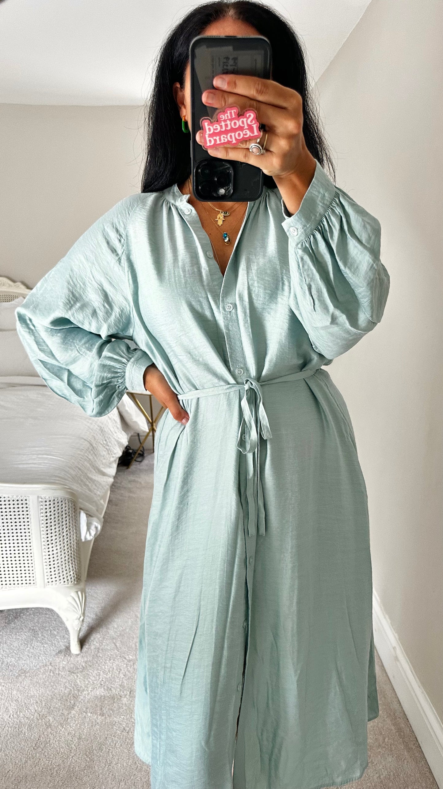 & other stories light blue button up midi shirt dress small medium UK 8 10 12 vgc