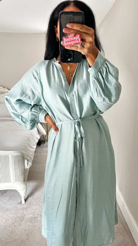 & other stories light blue button up midi shirt dress small medium UK 8 10 12 vgc