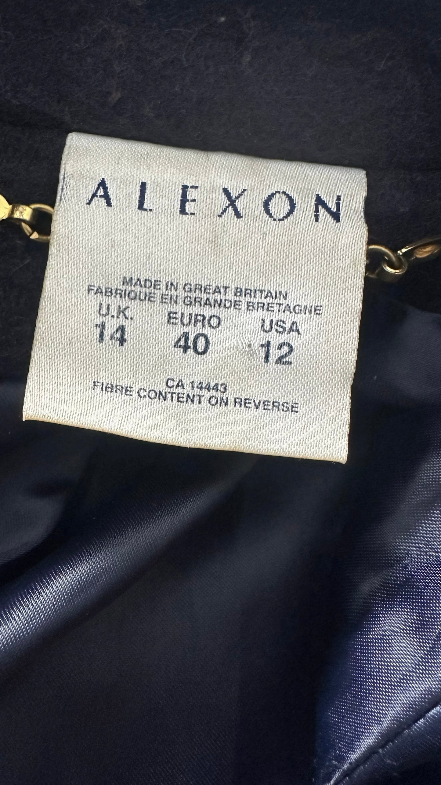 Alexon vintage navy blue mohair wool blend long maxi coat extra large XL UK 14