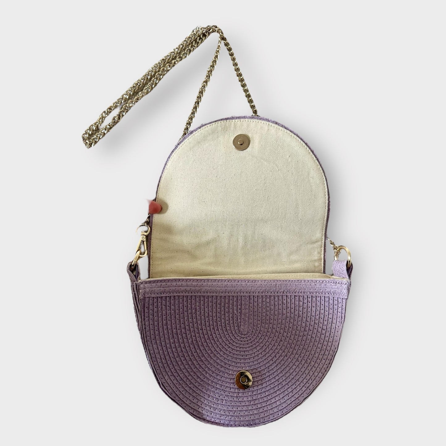 & other stories lilac raffia small half moon handbag holidays satchel vgc