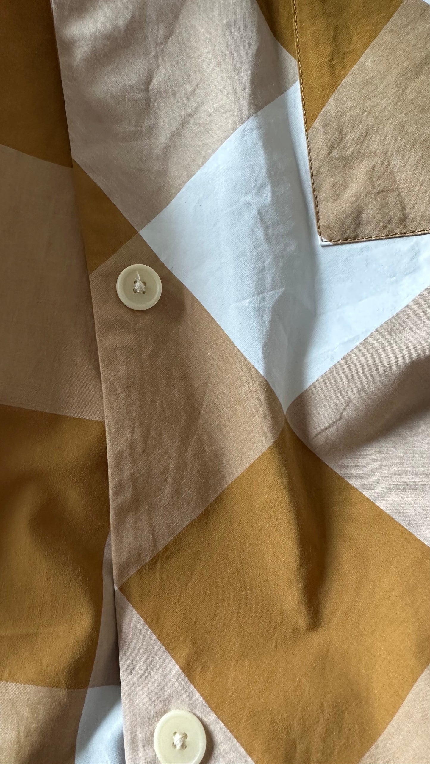 FOLK brown beige white gingham co ord shorts shirt set vgc