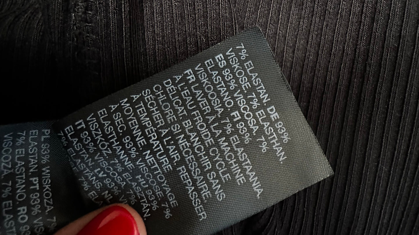 & other stories black ribbed midi faux wrap dress medium UK 12-14 vgc