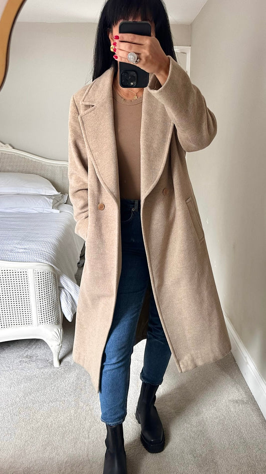 Windsmoor beige angora wool blend vintage coat extra large UK 14 vgc