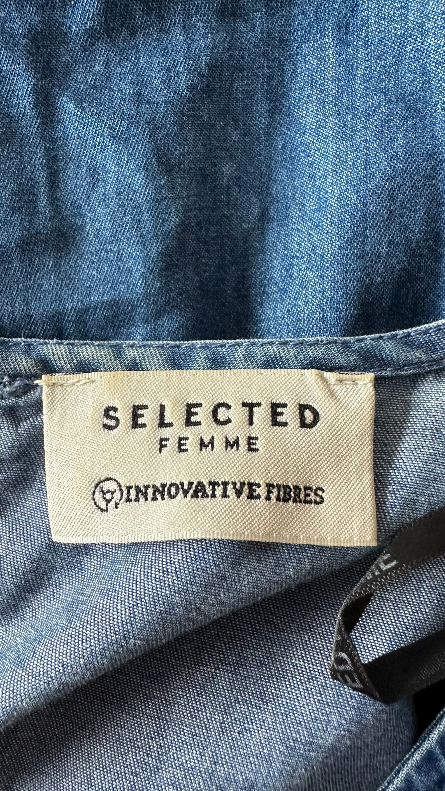 Selected femme @ anthropologie navy lyocell midi casual dress medium UK 10 vgc