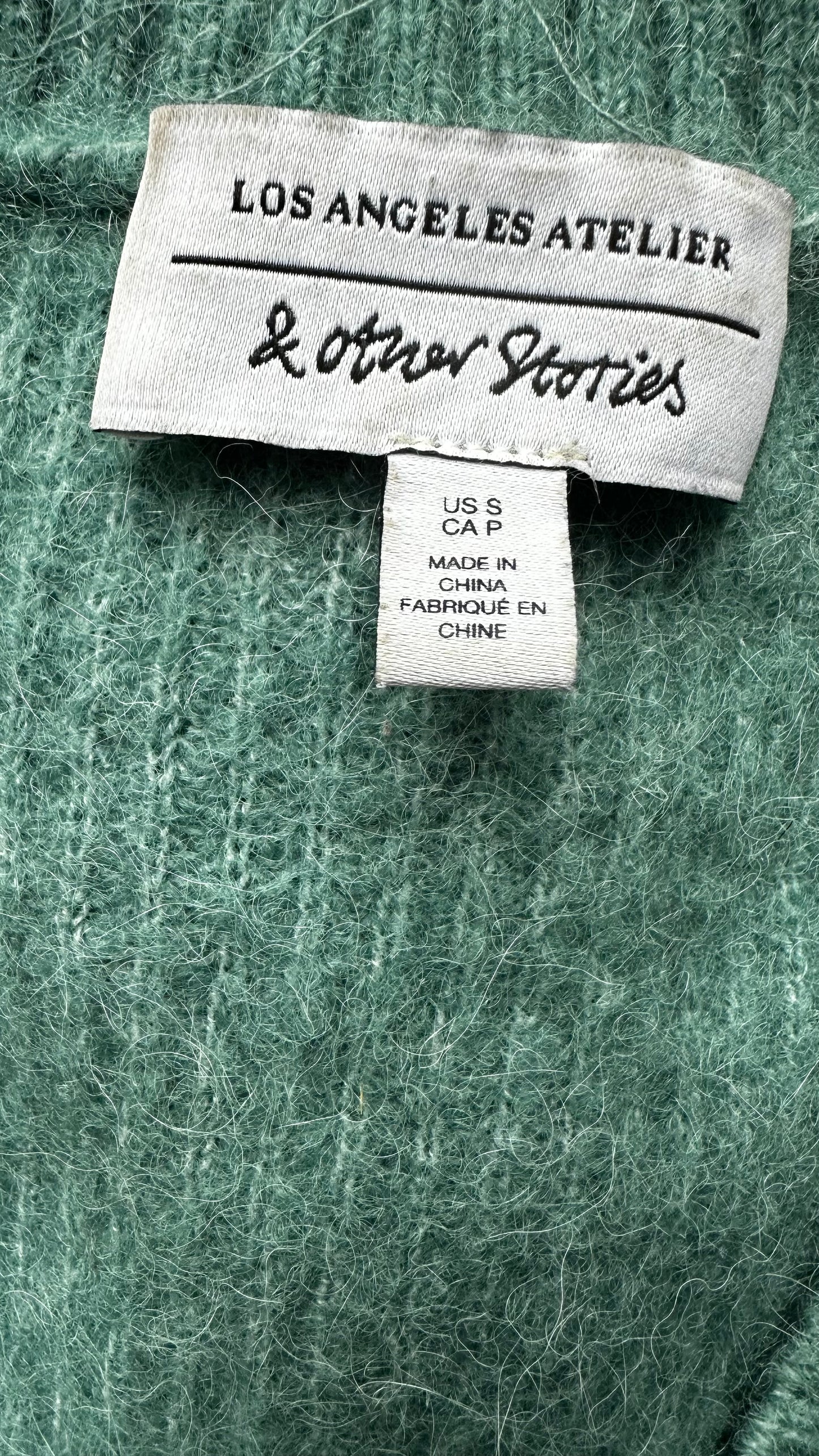 & other stories green teal knitted alpaca blend cardigan small UK 8-10 vgc