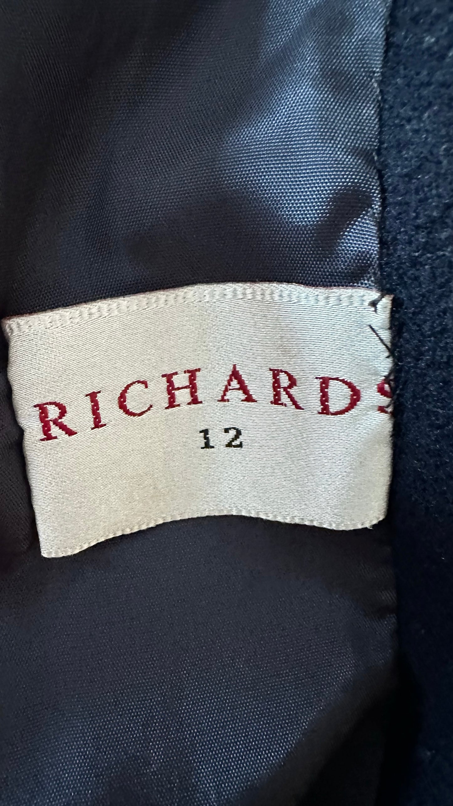 Richard vintage navy blue cashmere wool blend longline maxi coat extra large XL UK 14 excellent used condition