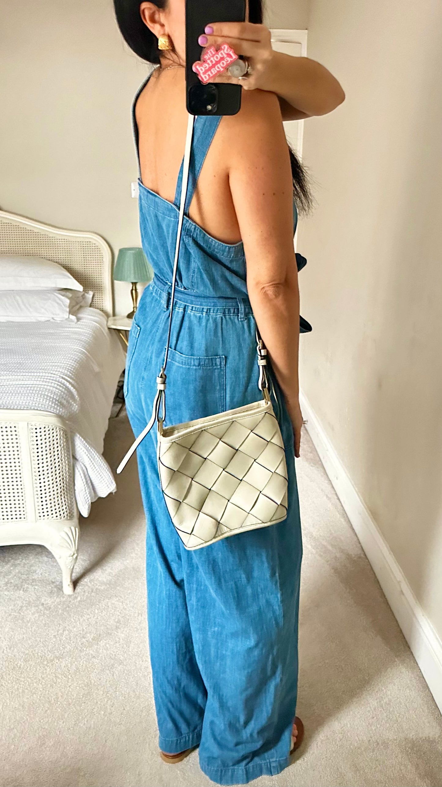 Oliver Bonas blue denim jeans jumpsuit dungarees medium UK 14 vgc