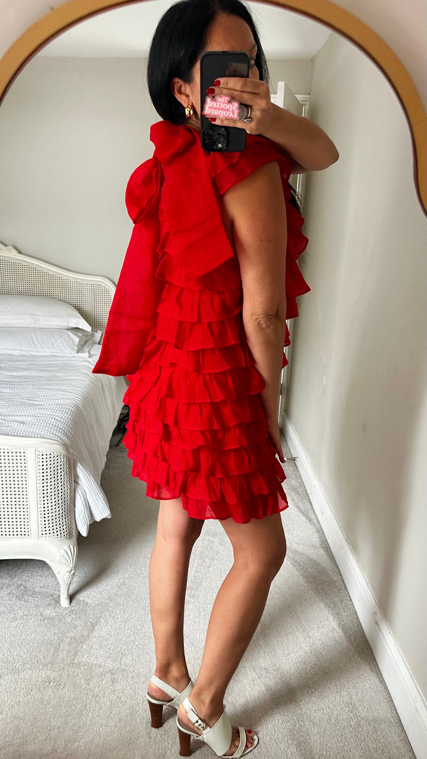Sister Jane red ruffle mini event frill dress small UK 8-10 vgc