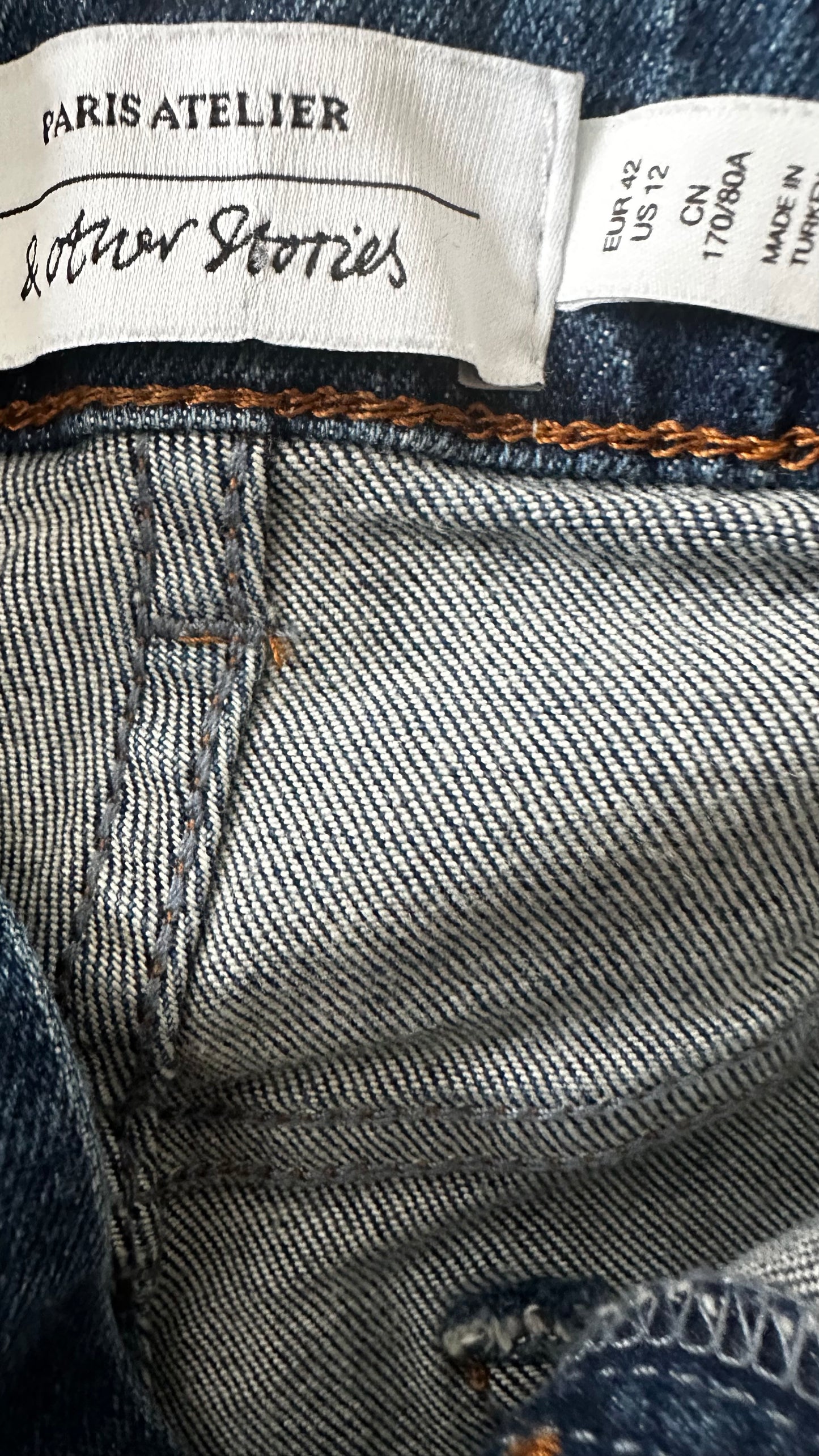 & other stories navy blue high waisted shorts button up small medium UK 10-12 vgc