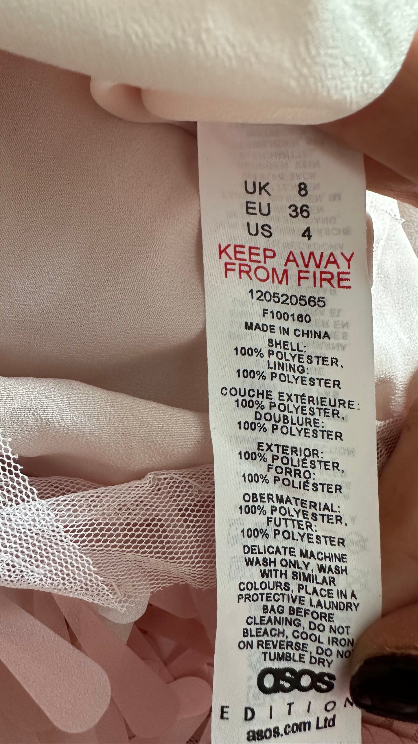 ASOS pink snowdrop sequin mini party dress small UK 8 vgc