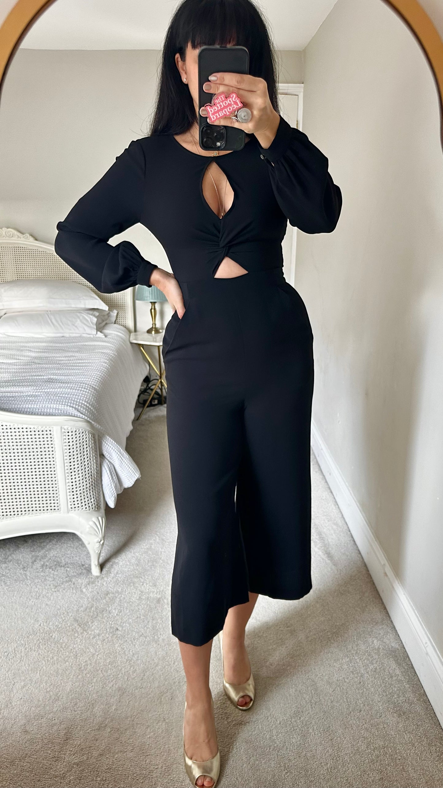 Whistles black cut out jumpsuit playsuit trousersuit small UK 8 event vgc