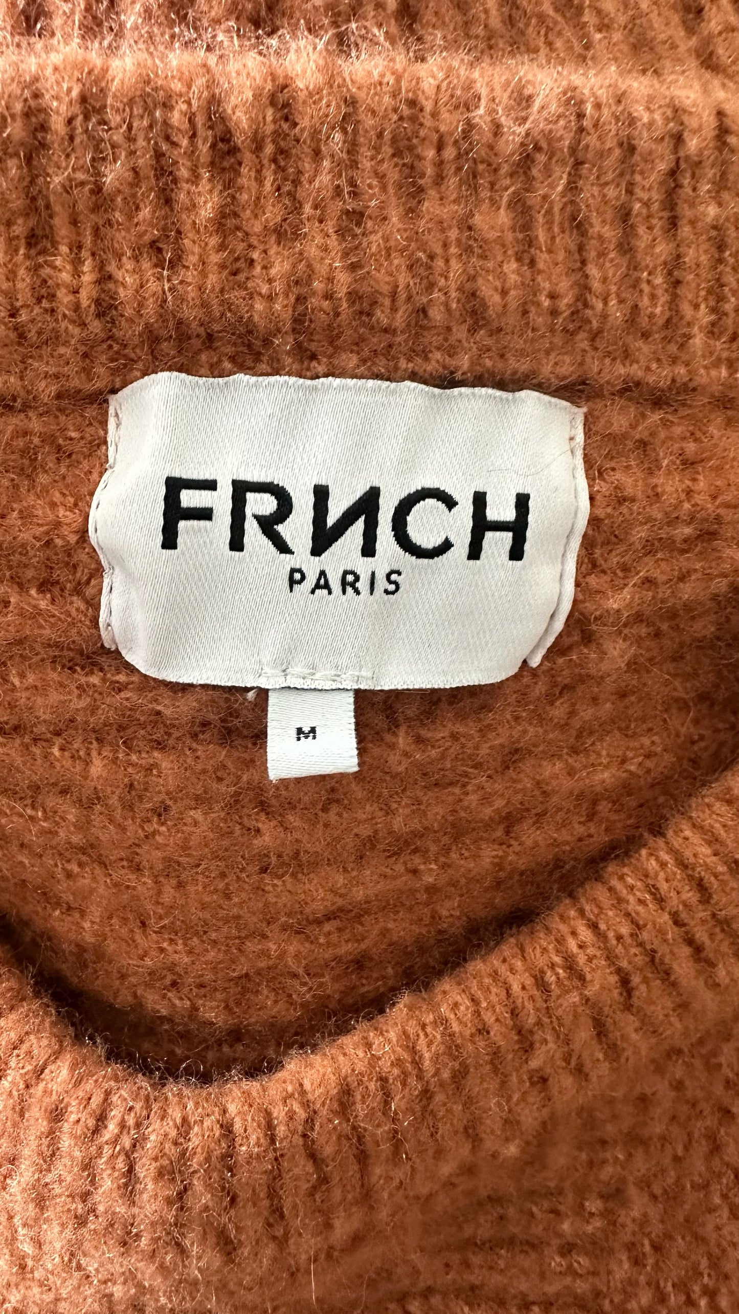 FRNCH tan brown knitted waistcoat medium large UK 10-12 vgc