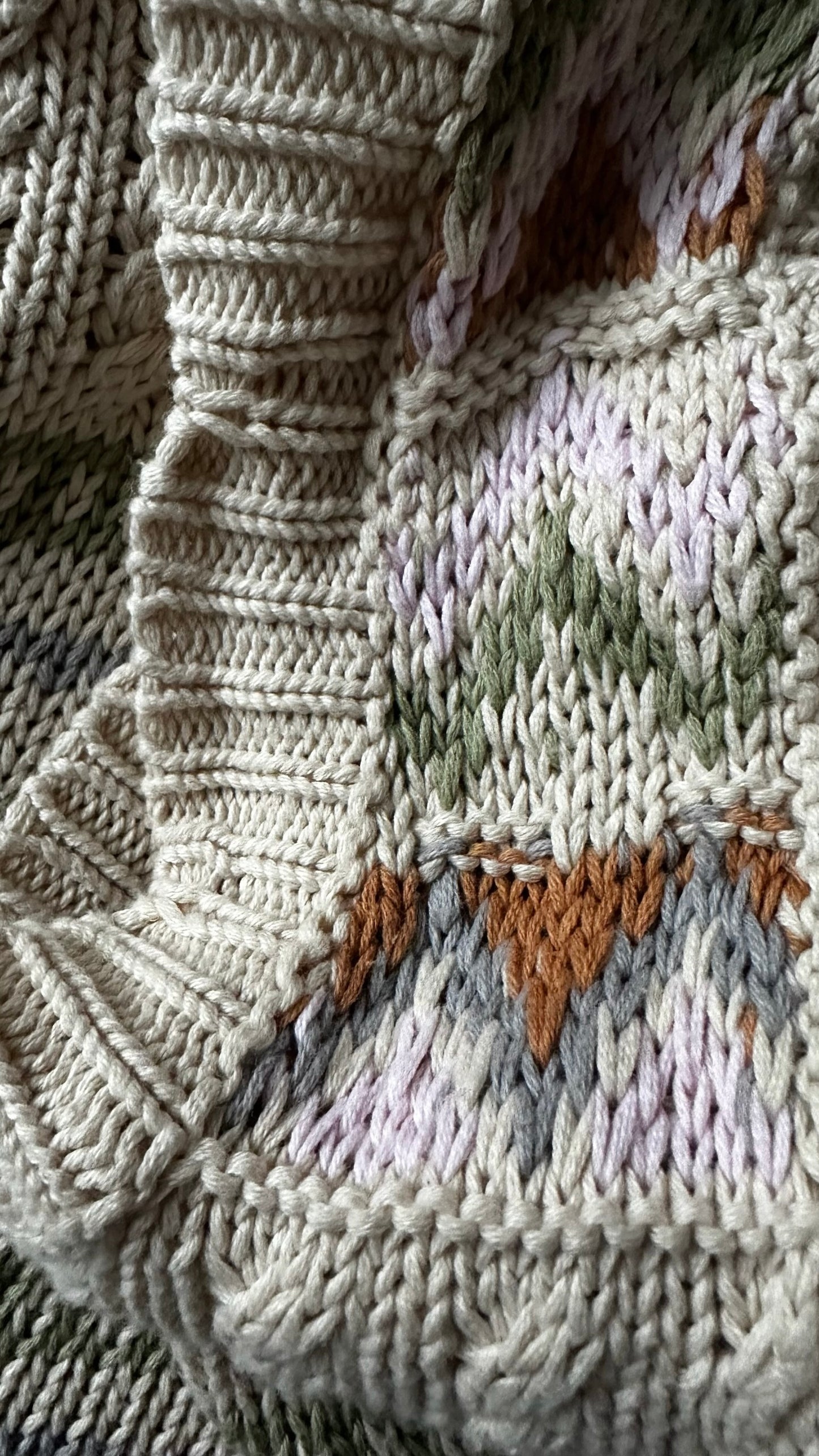 Anthropologie cream olive green vintage style crotchet knit top vest L large UK 14 excellent used condition