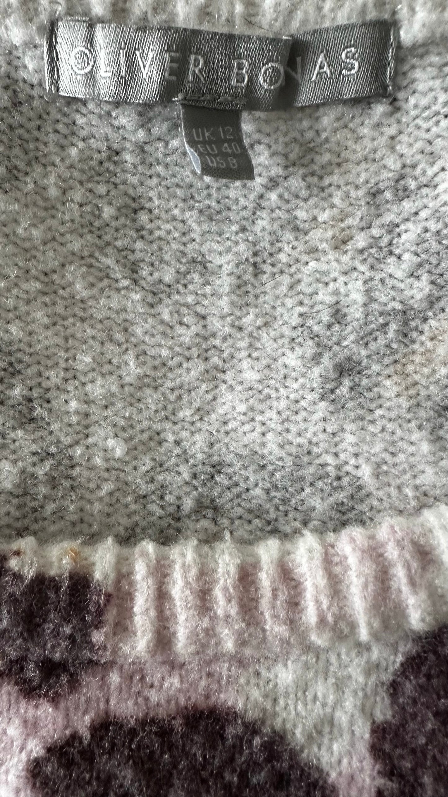 Oliver bonas lilac leopard animal print jumper large L UK 12-14 good used condition