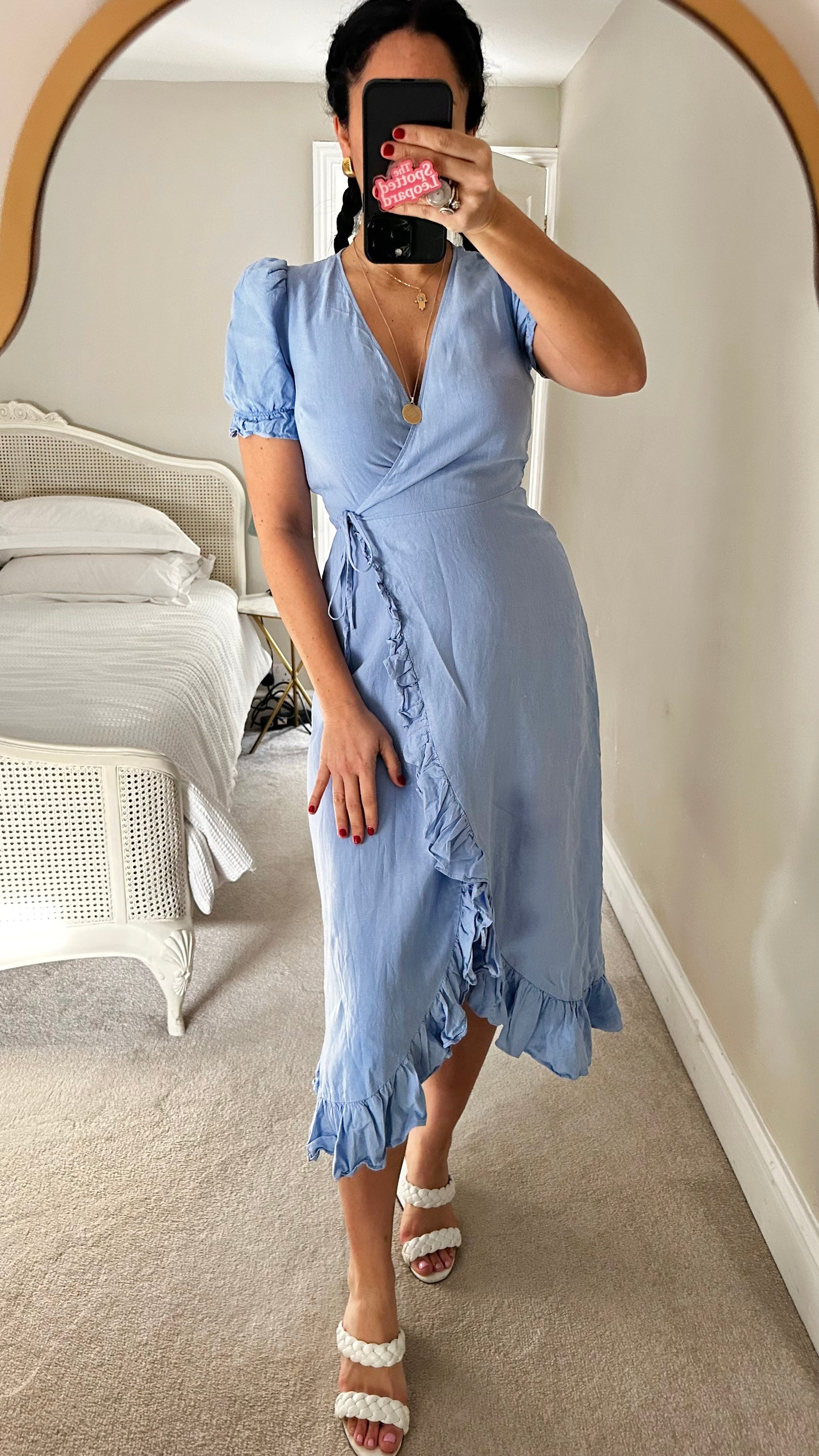 & other stories light blue pure linen wrap midi long dress small medium UK 8 14 event wedding guest vgc
