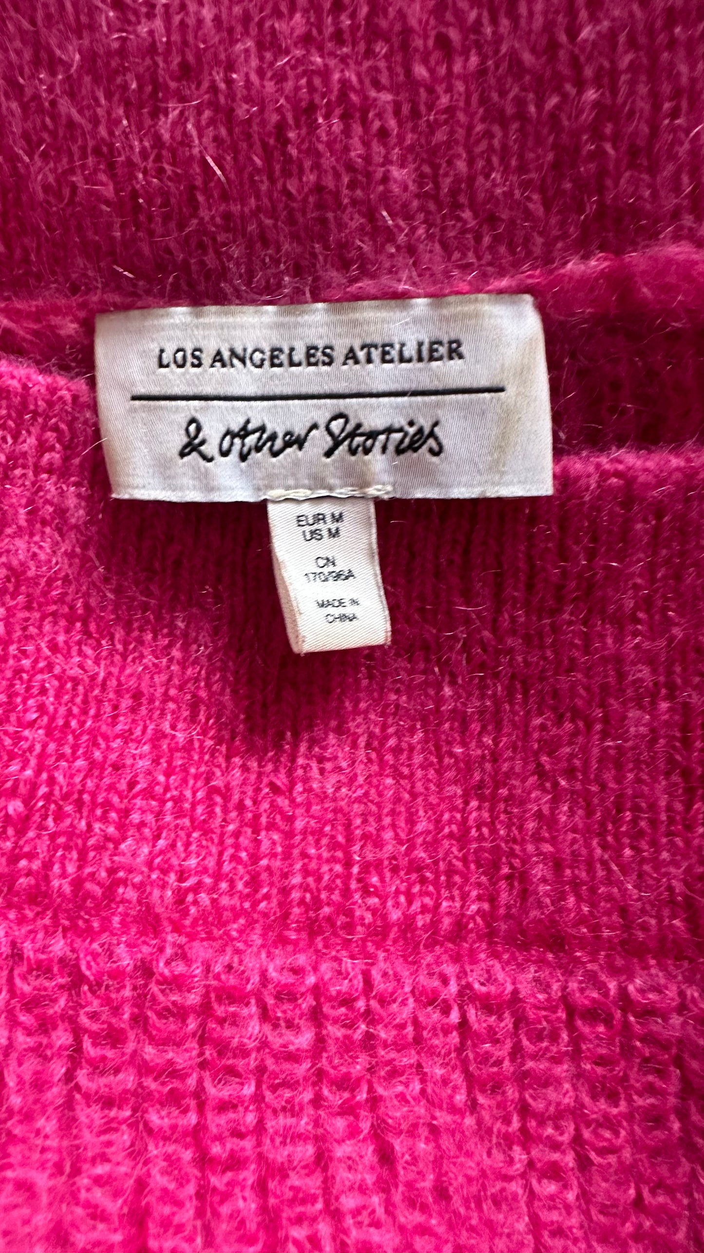 & other stories fuschia pink mohair wool blend knitted slouchy jumper medium UK 10-12 new bnwot