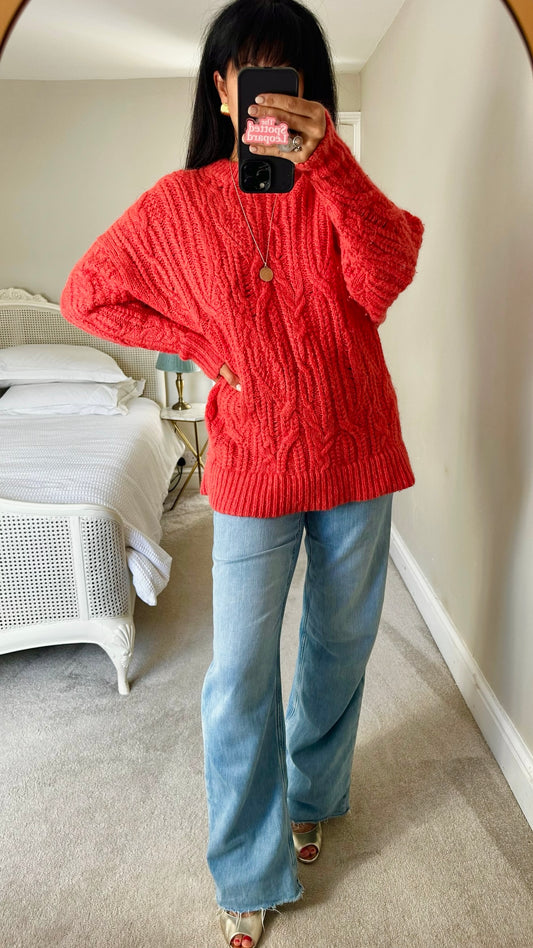 & Other stories coral pink knitted mohair blend jumper large L UK 12 excellent used condition