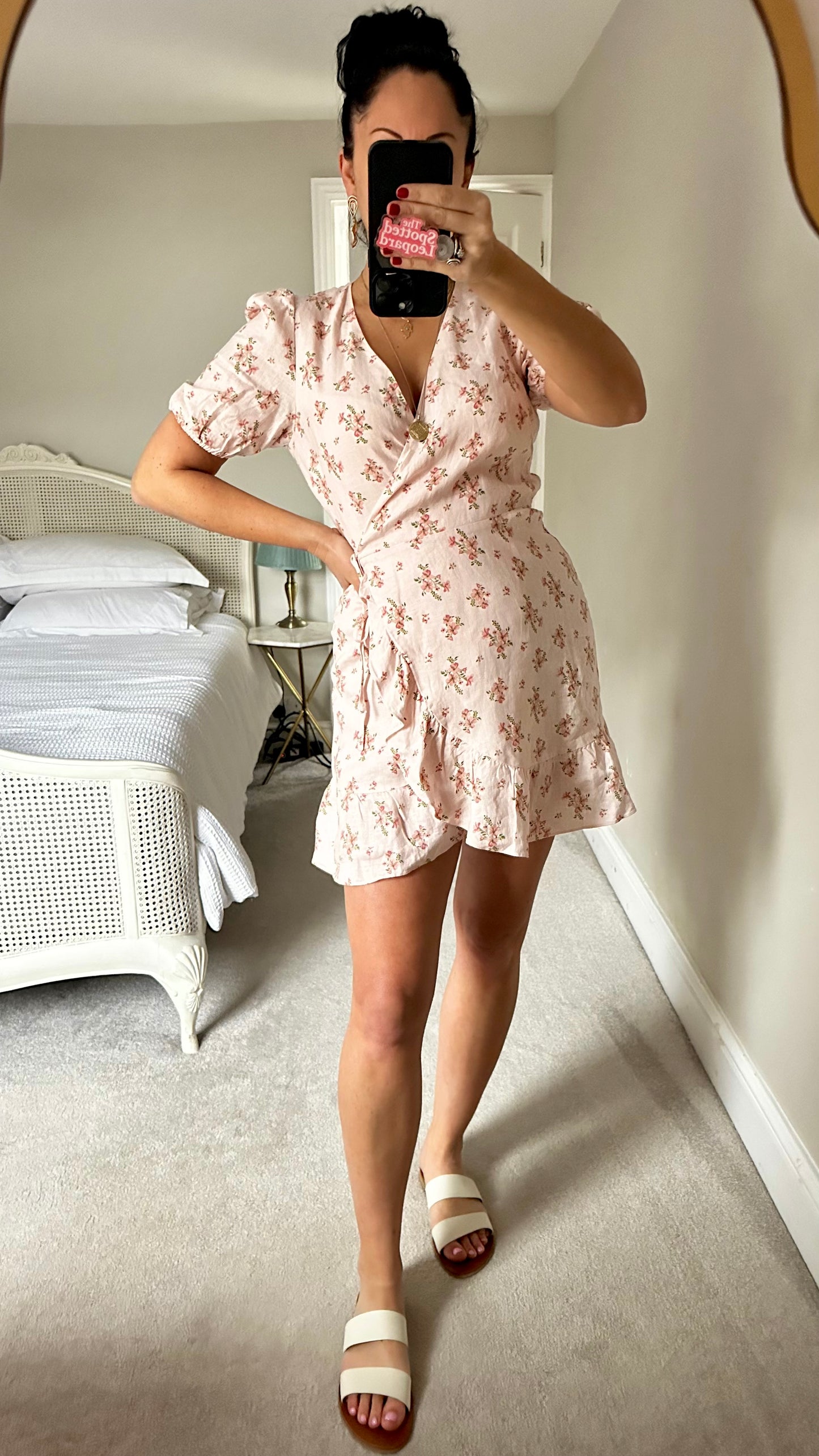 & other stories soft pink rose linen wrap mini dress small UK 10 new bnwt