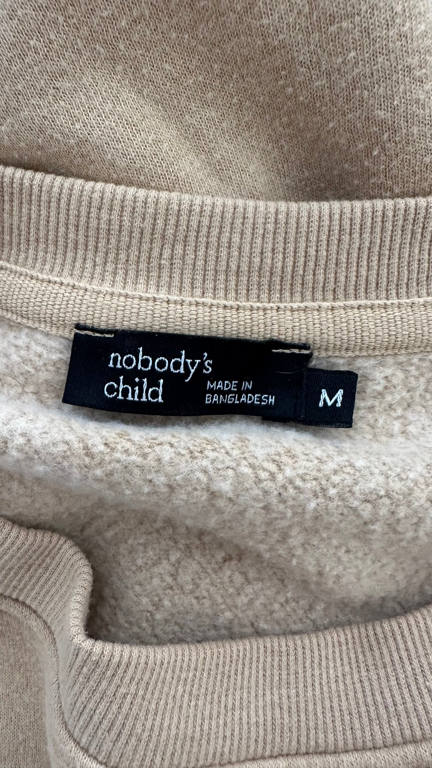 Nobody’s Child beige camel BE KIND sweater top jumper medium UK 10-12 vgc