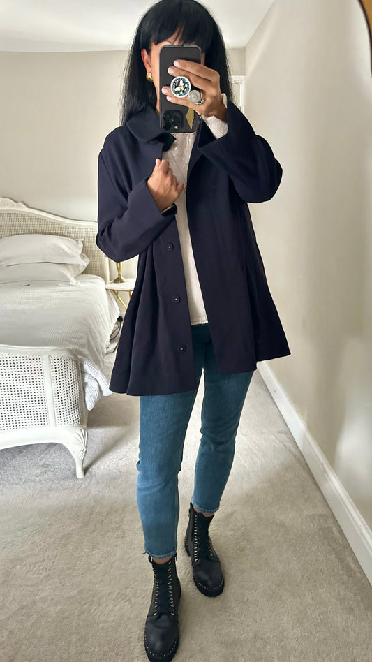 Cos navy blue trench coat jacket extra large XL UK 14-16 as new condition