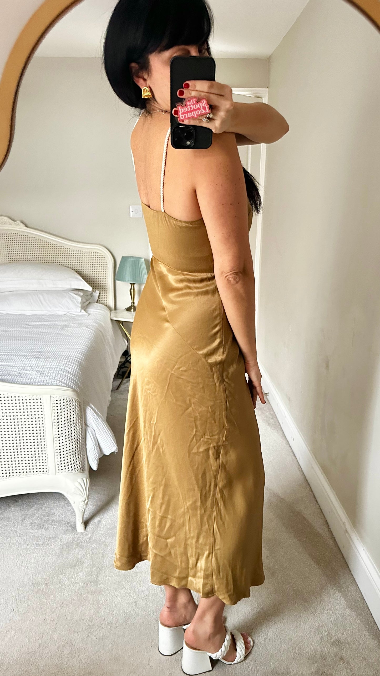 & other stories gold bronze event slip slinky dress small UK 10