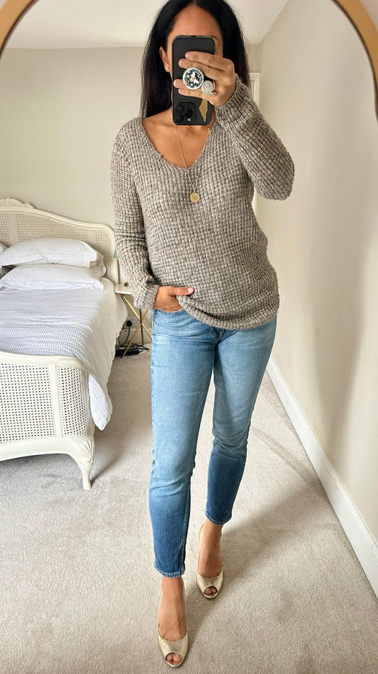 Yerse @Anthropologie grey silver wool blend jumper medium M UK 10 excellent used condition W25