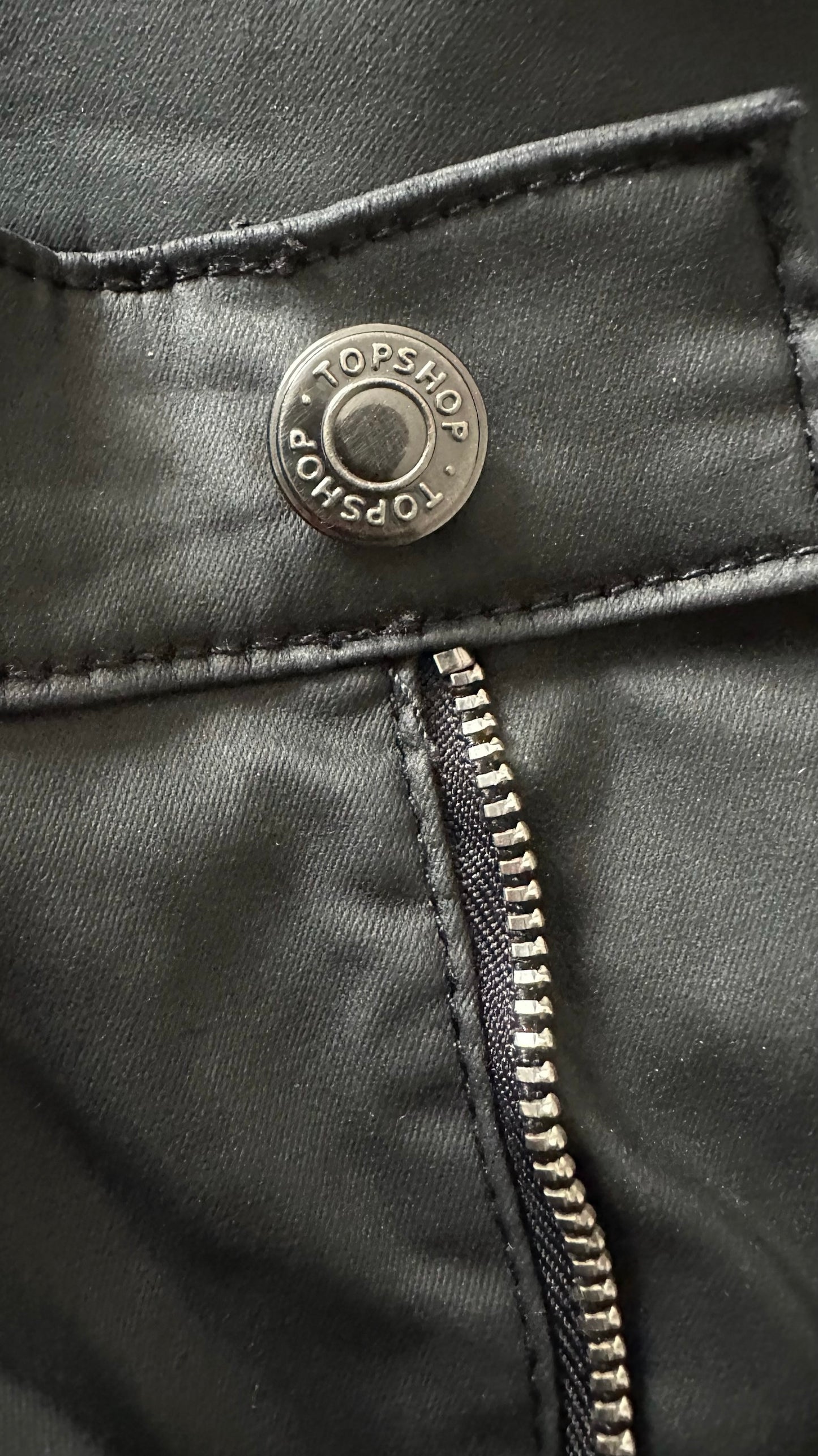 Topshop black matte wetlook leggings small S petite UK 8 XMS25