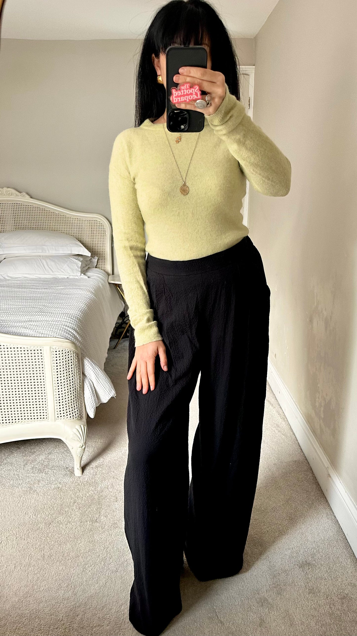 & other stories light green lime knitted jumper alpaca wool blend small UK 8 vgc