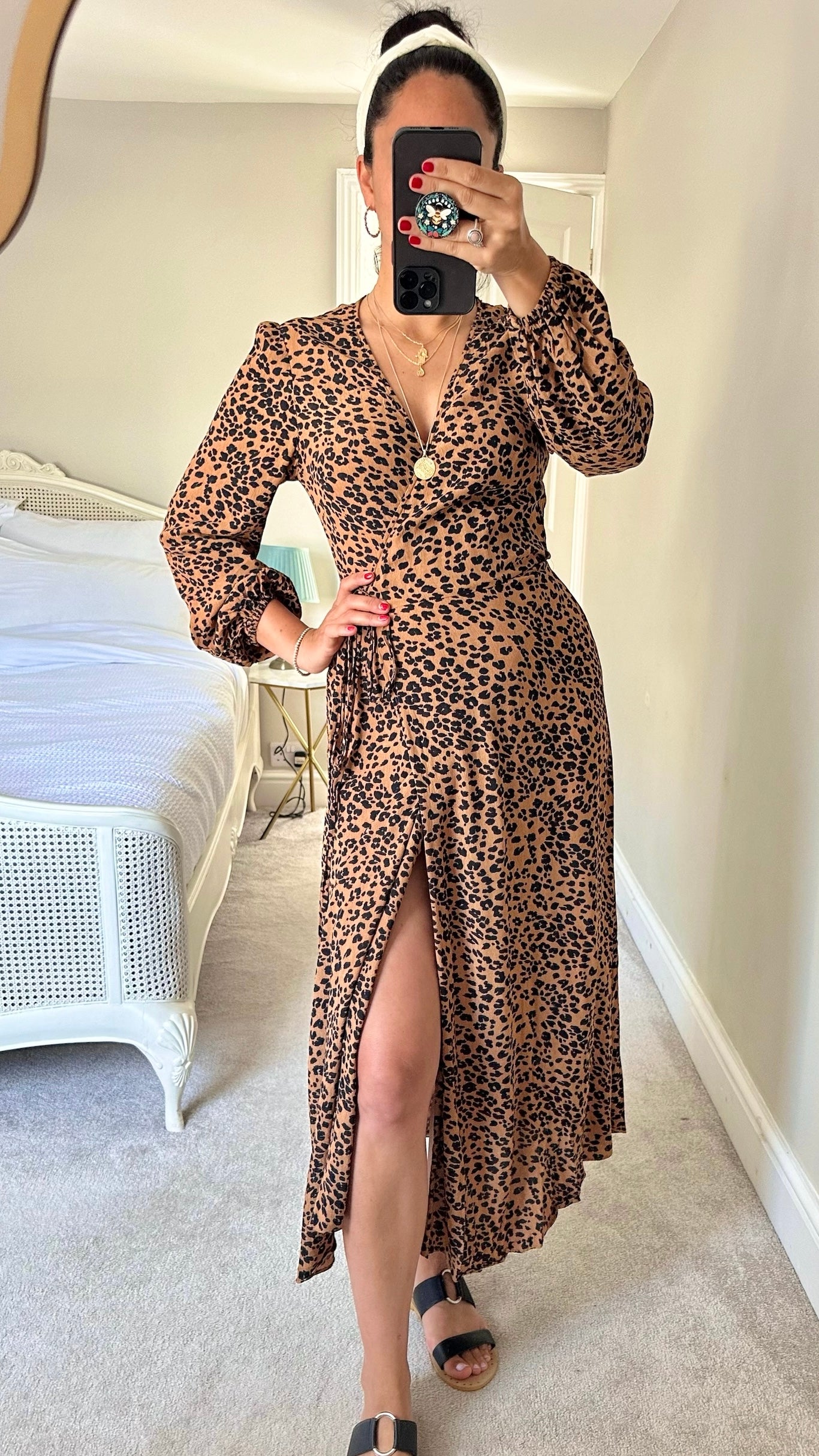 & Other stories leopard print wrap maxi dress extra large L UK 14 vgc