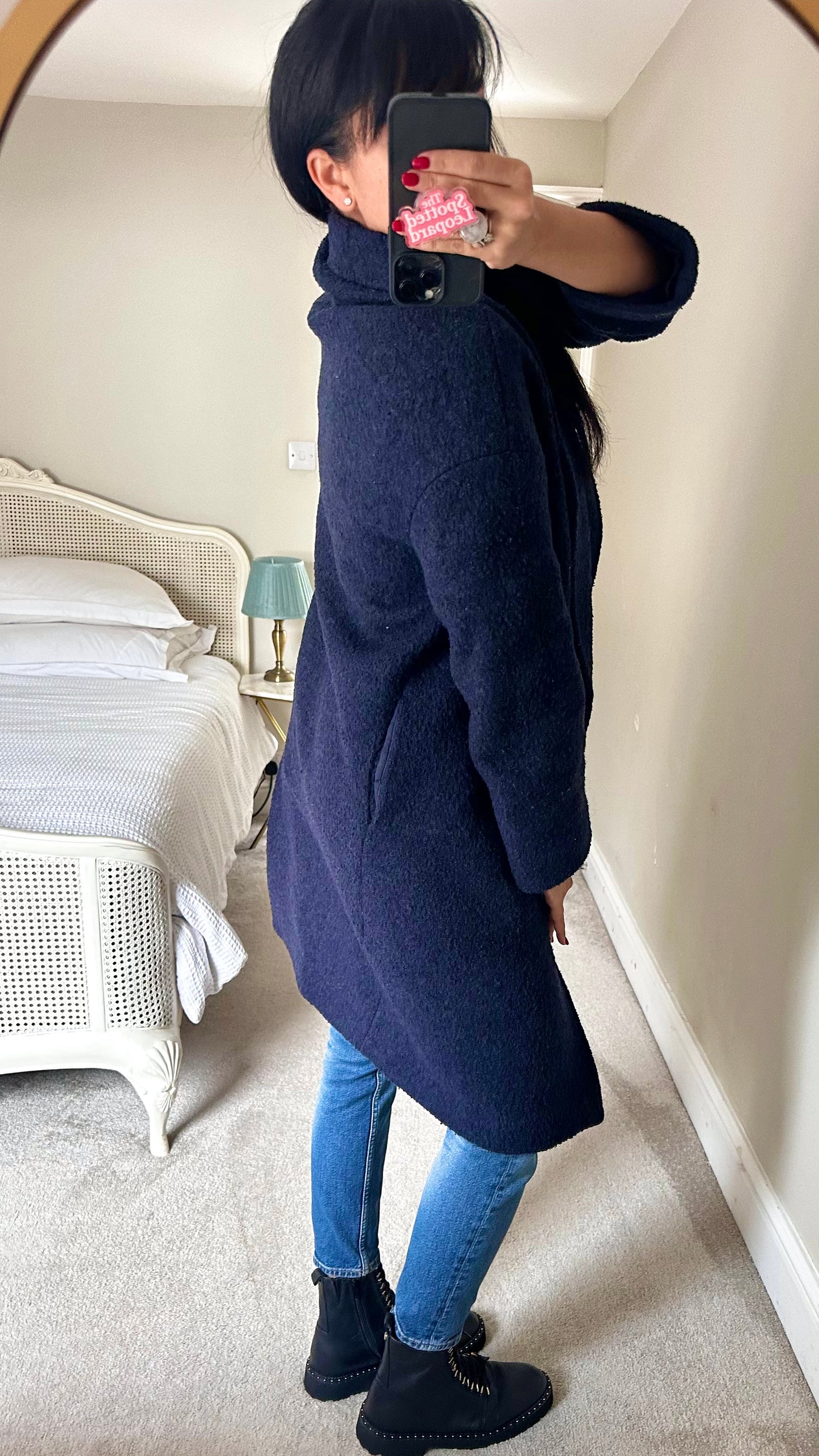 & other stories navy blue wool blend coat jacket medium large UK 10-12 vgc