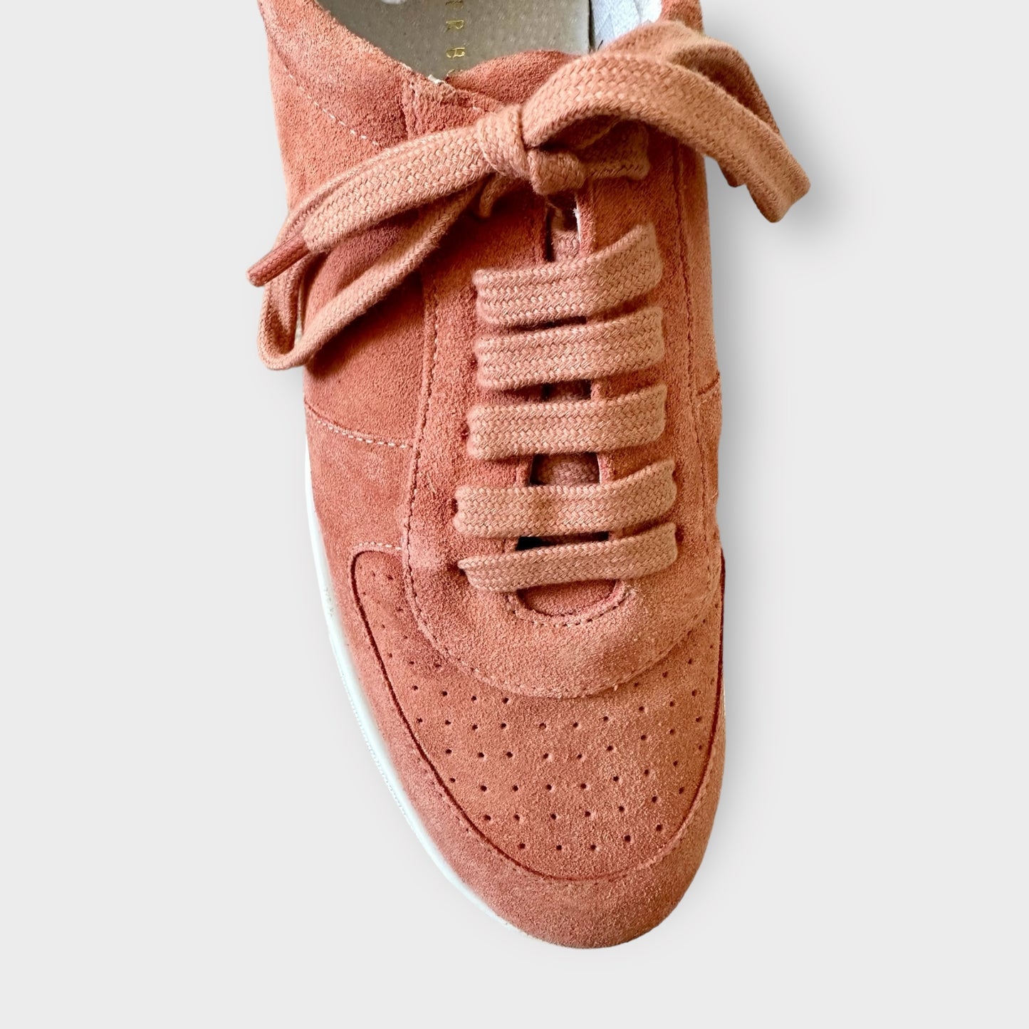 Oliver Bonas salmon rose pink suede trainers shoes as new EU 38 UK 5