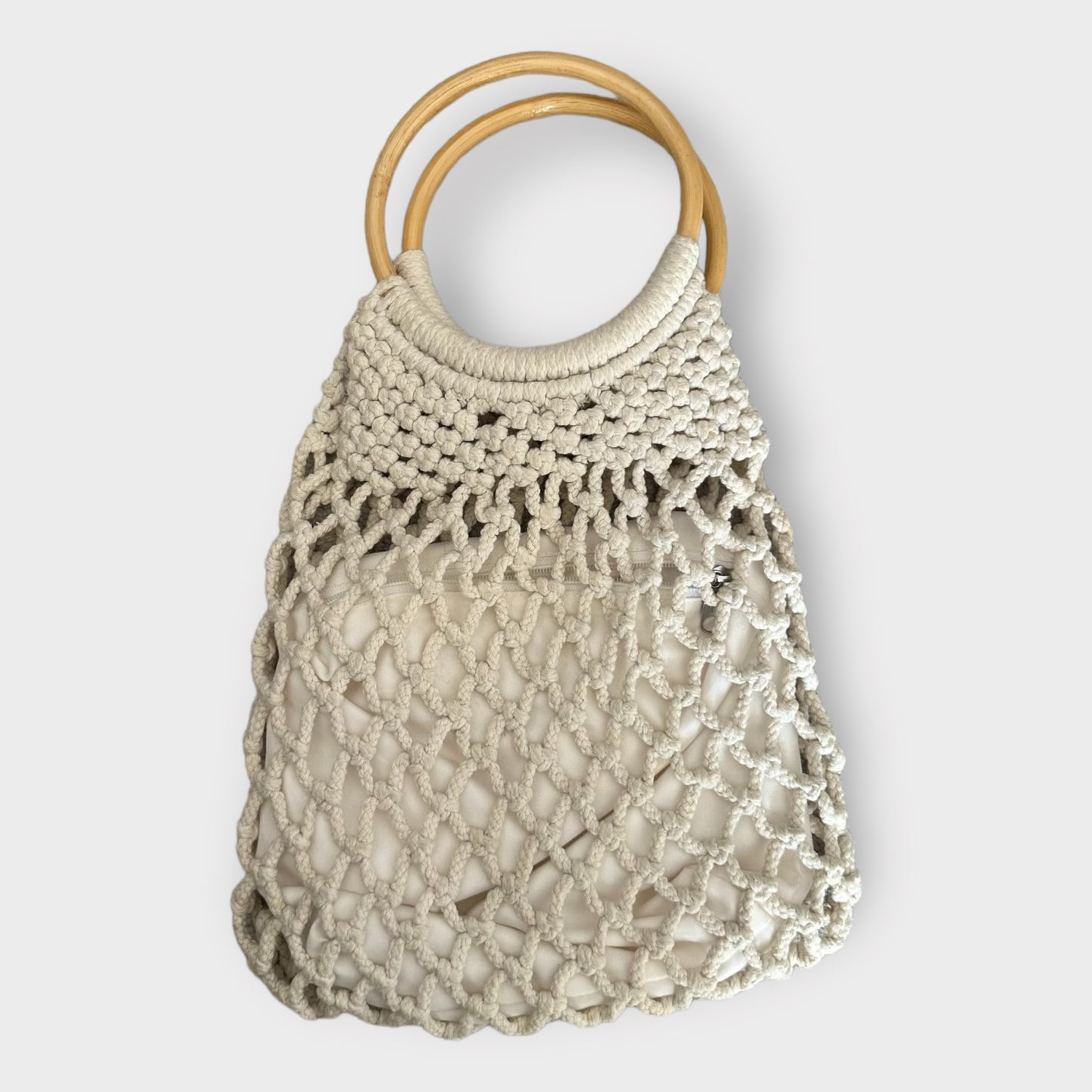 Topshop cream white crochet knitted  hand bag