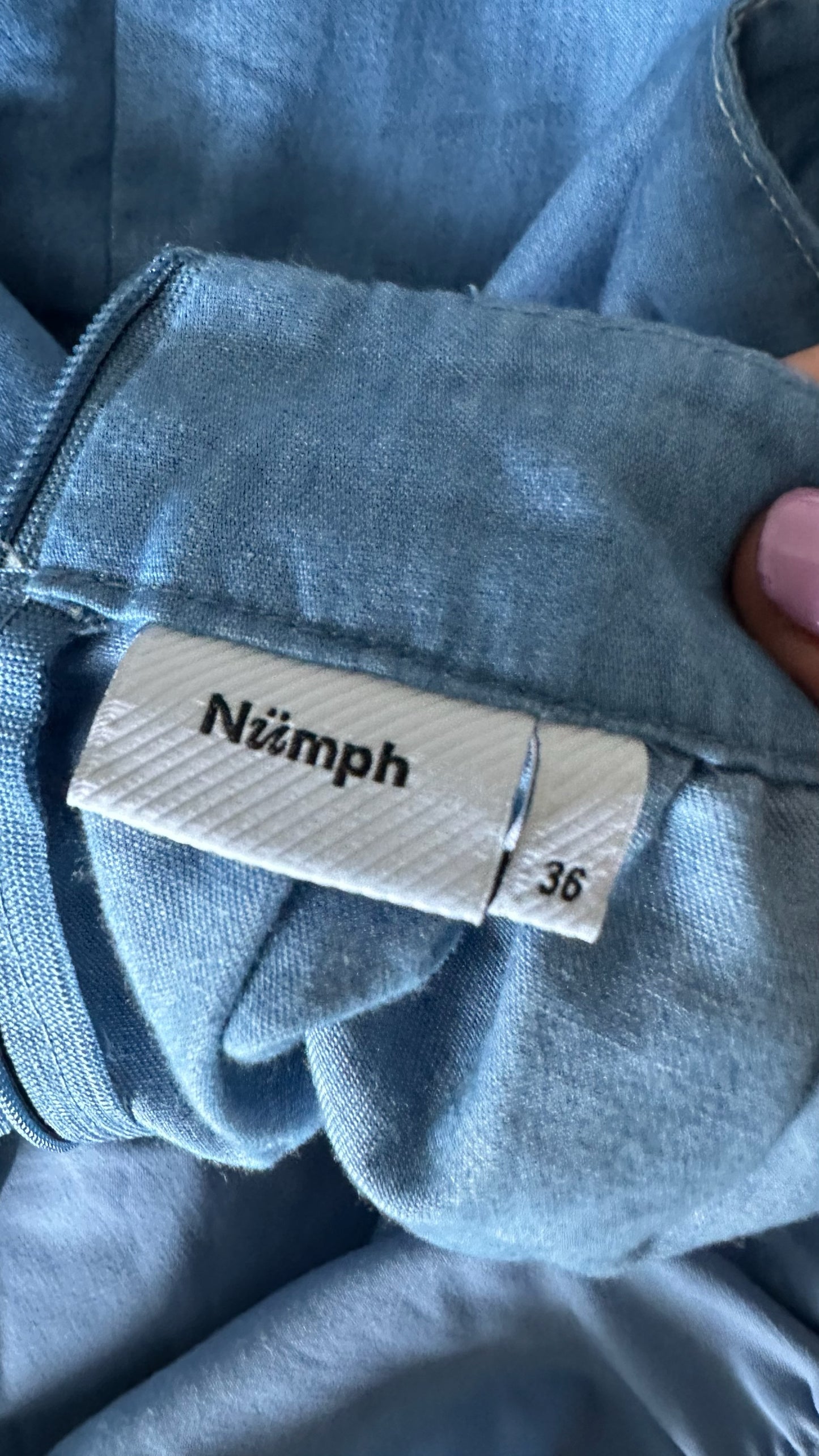 Nümph at anthropologie denim blue backless sundress small UK 8 vgc