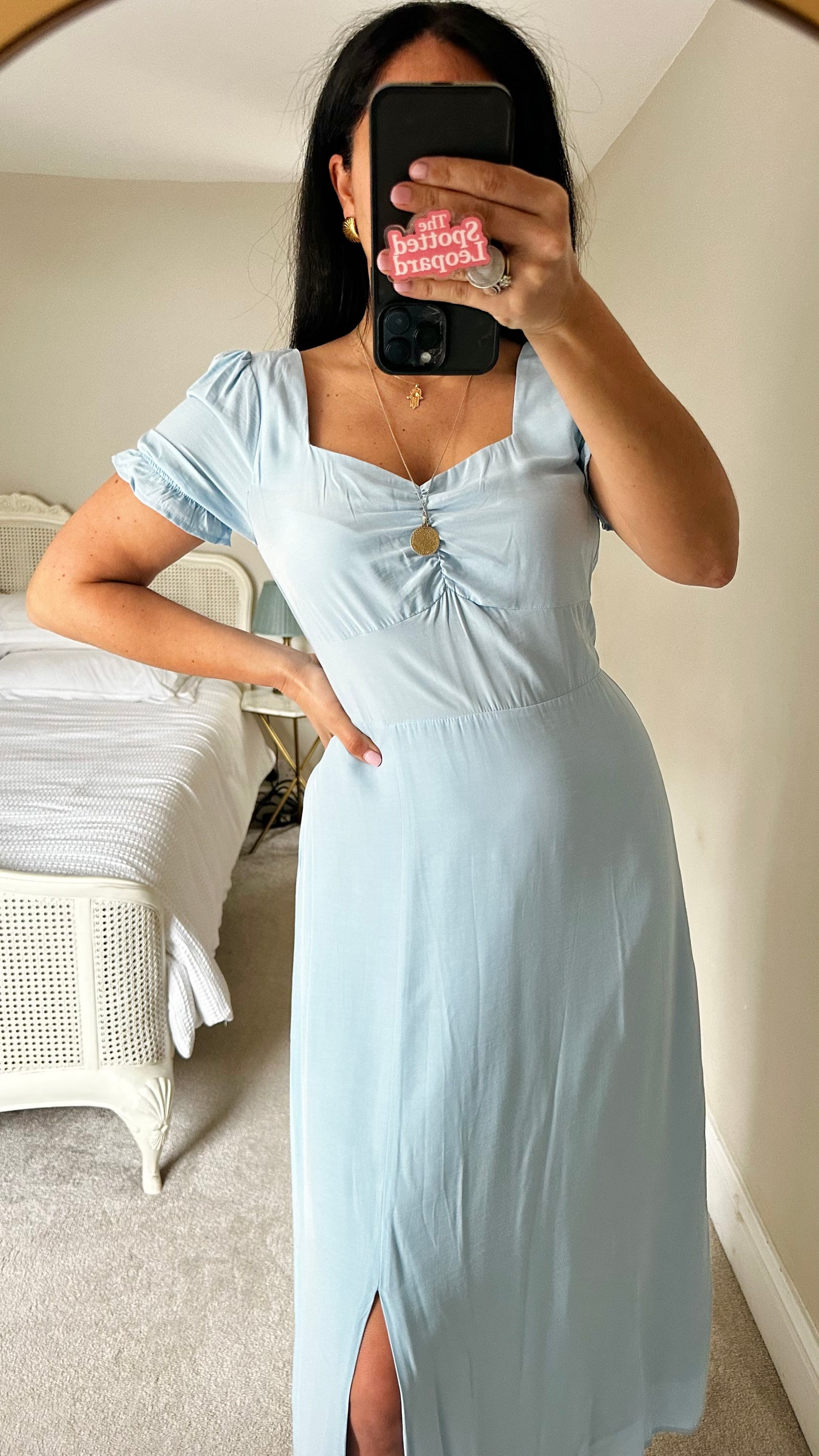 Warehouse light blue side split midi dress medium UK 12 new bnwt