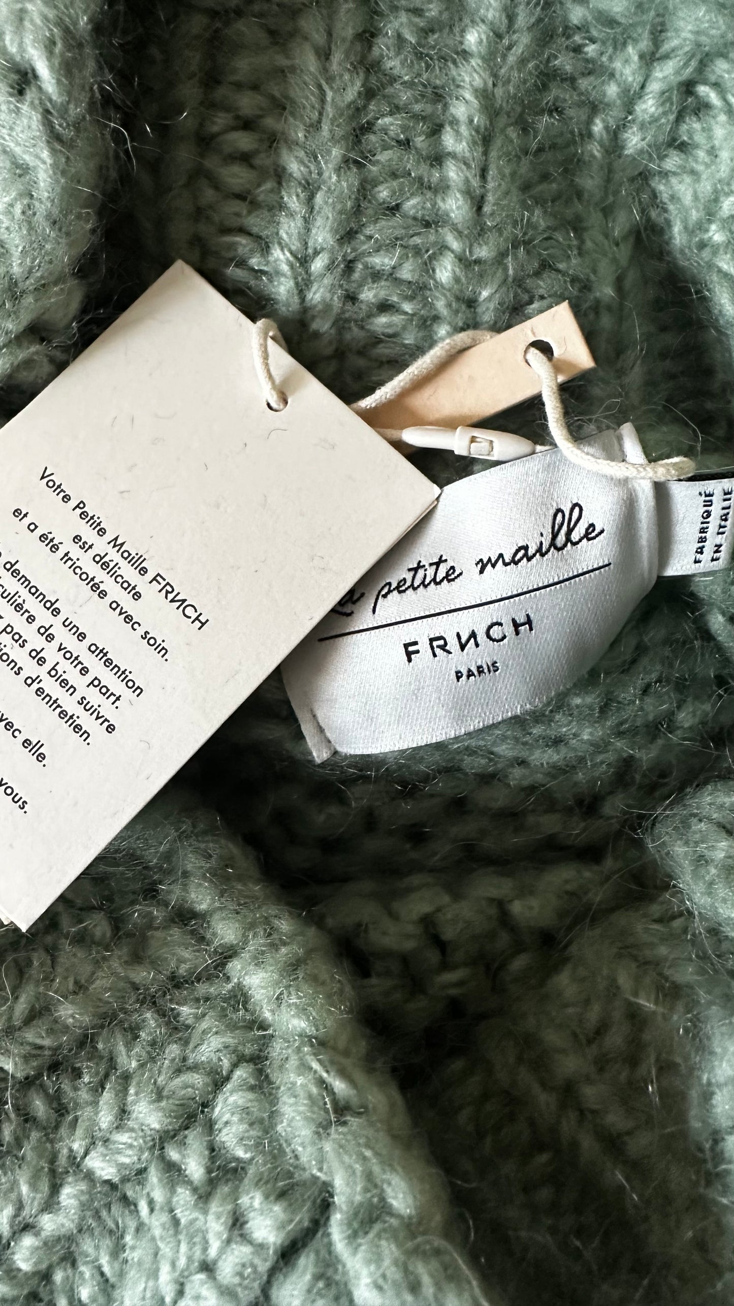 FRNCH sage green wool mohair knitted jumper new bnwt medium large UK 12-14