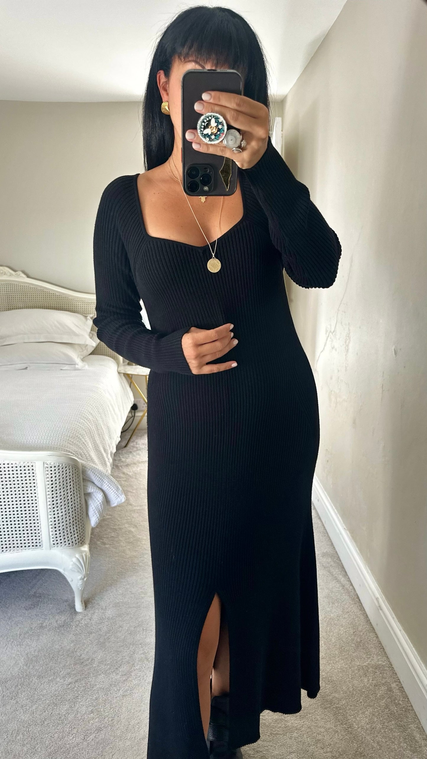 Ro & Zo black rib knit maxi jumper dress extra large XL UK 14