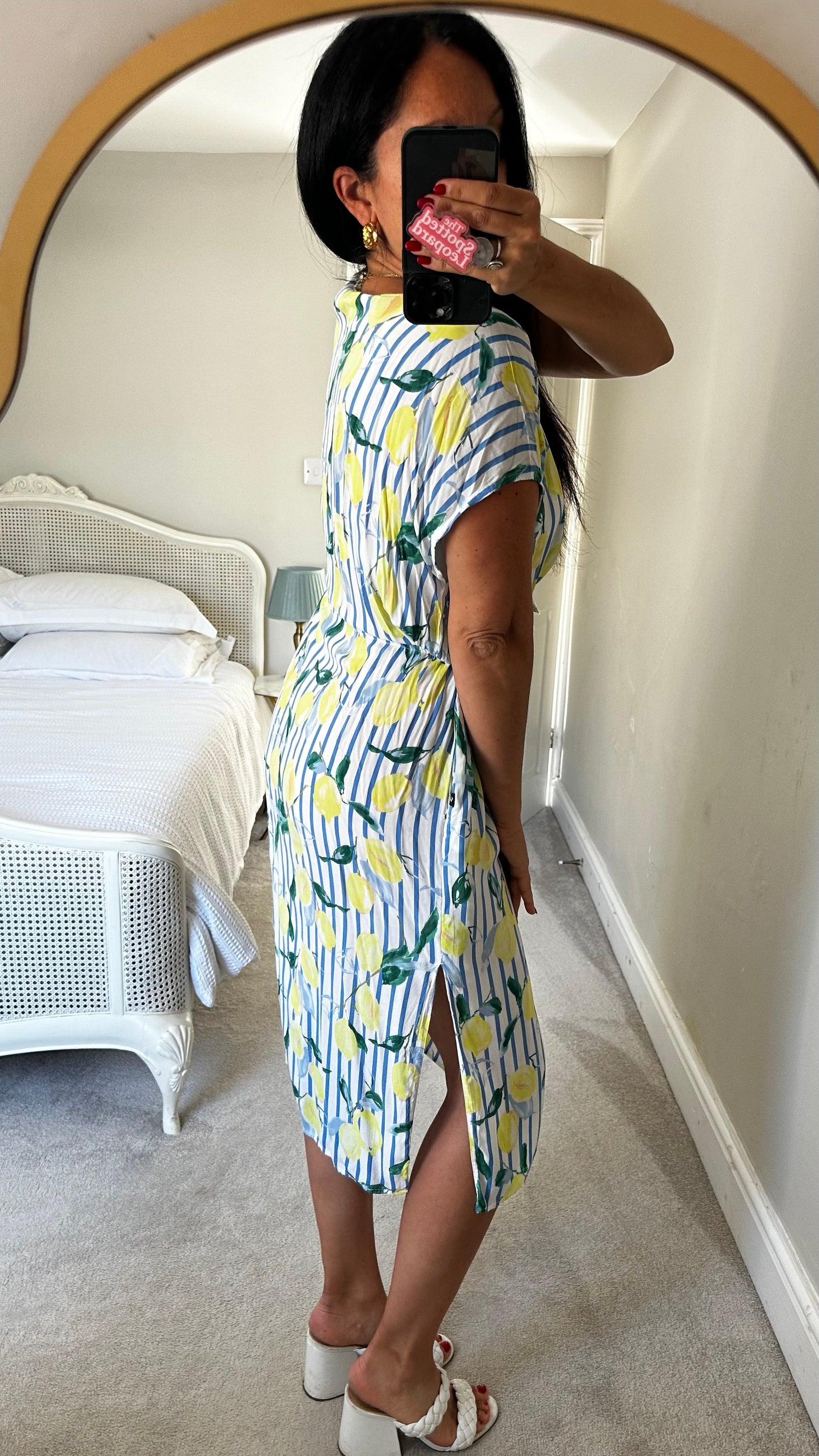 Joules lemon blue printed fruit tunic dress medium UK 12-14 vgc