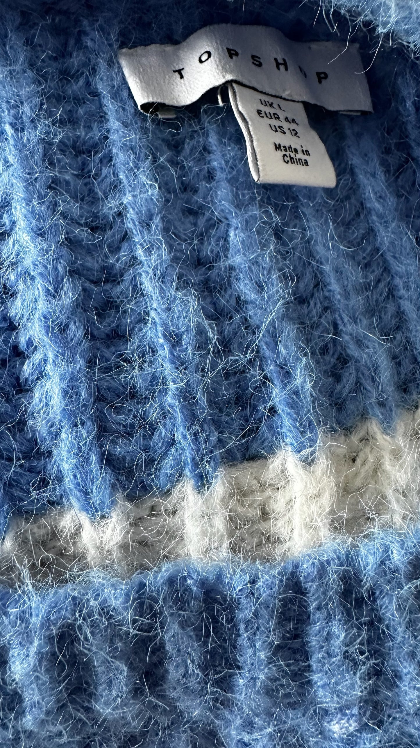 Topshop white blue stripe oversized jumper large UK 12-14 vgc