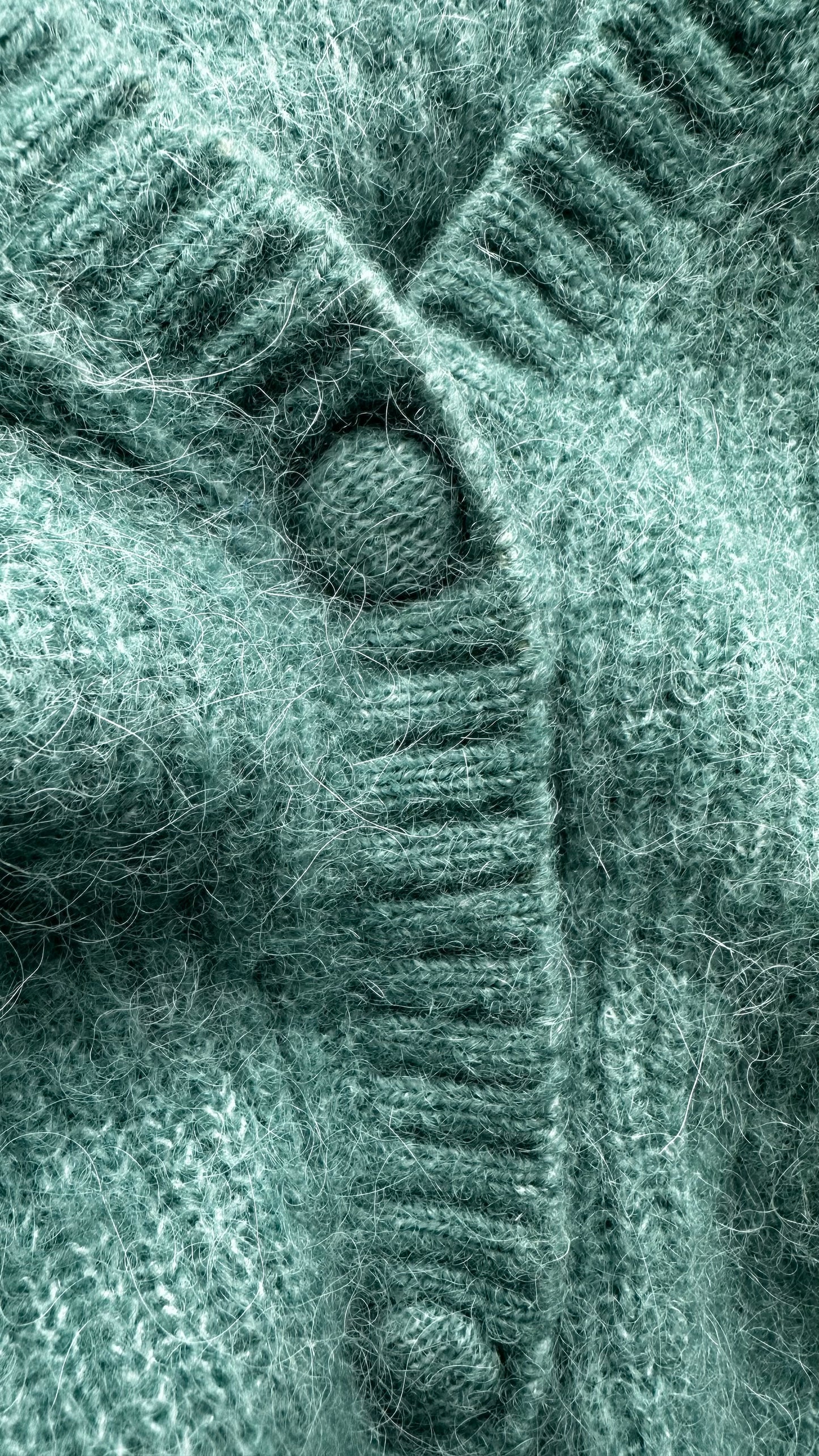 & other stories green teal knitted alpaca blend cardigan small UK 8-10 vgc