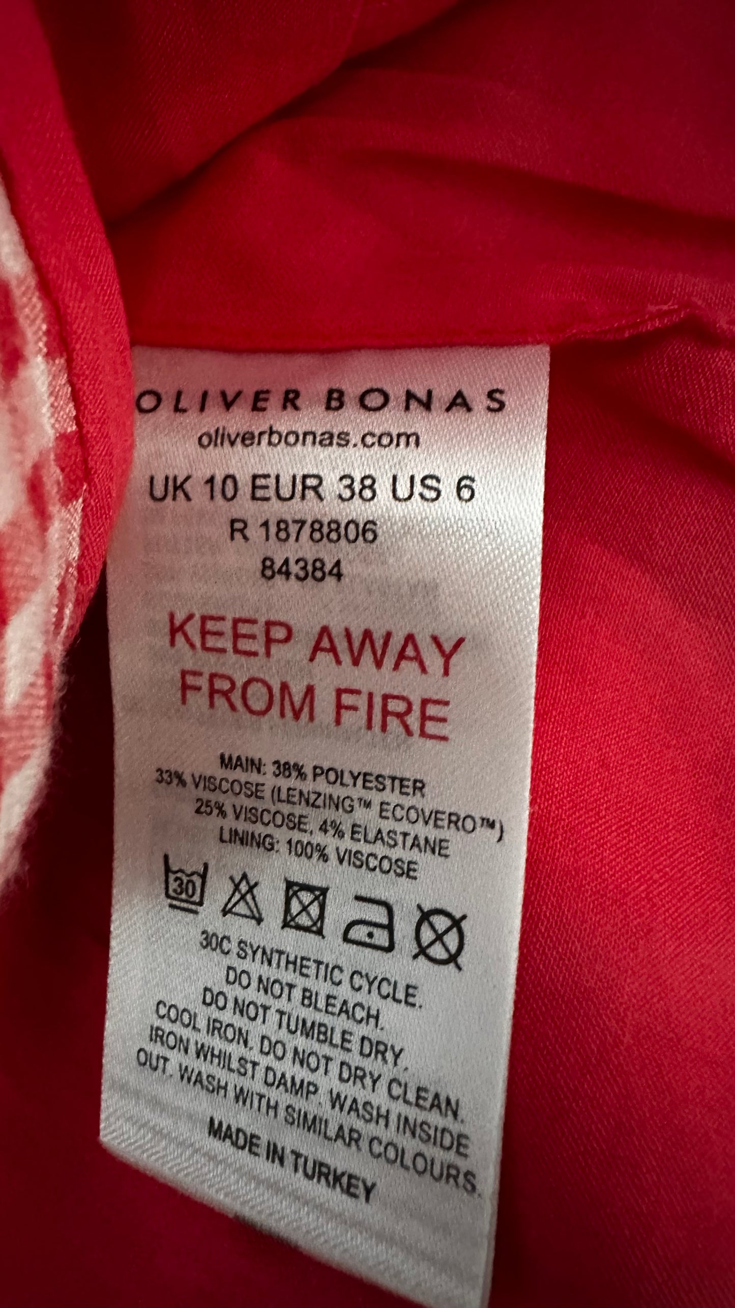 Oliver Bonas red white gingham check waistcoat top button up small medium UK 10 vgc