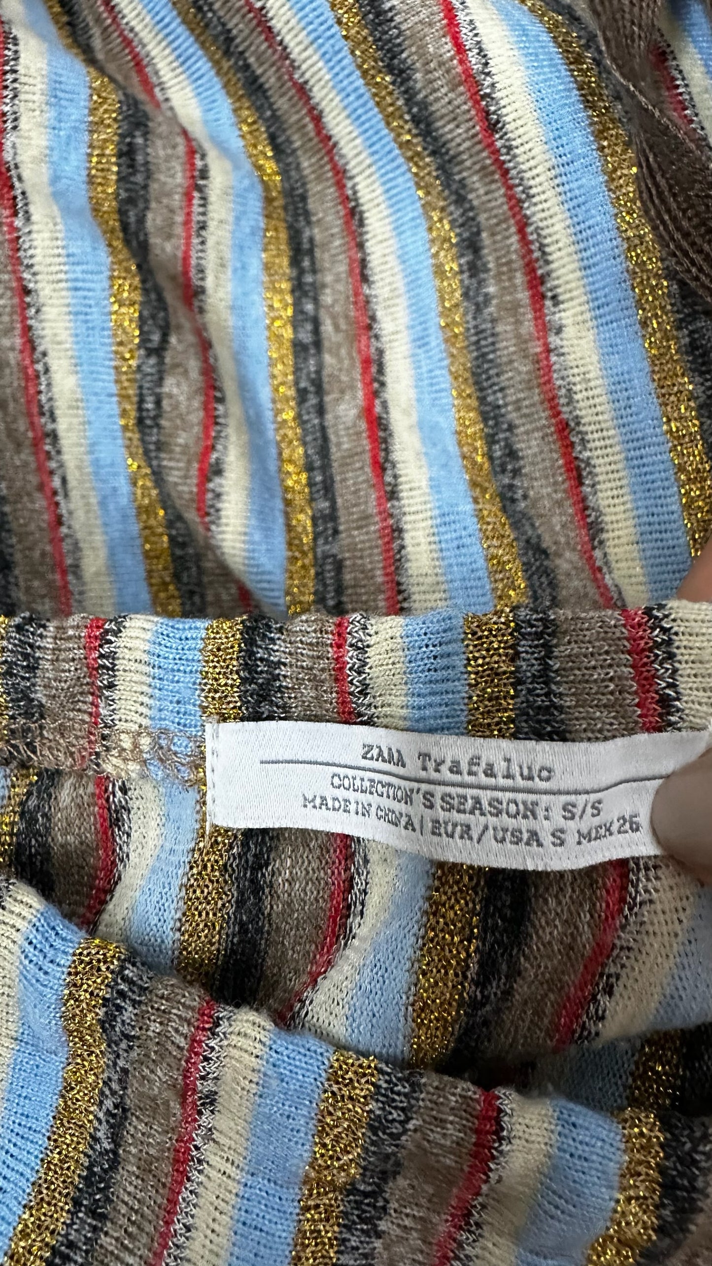 Zara light blue gold holiday long maxi shift dress small UK 8-10 vgc